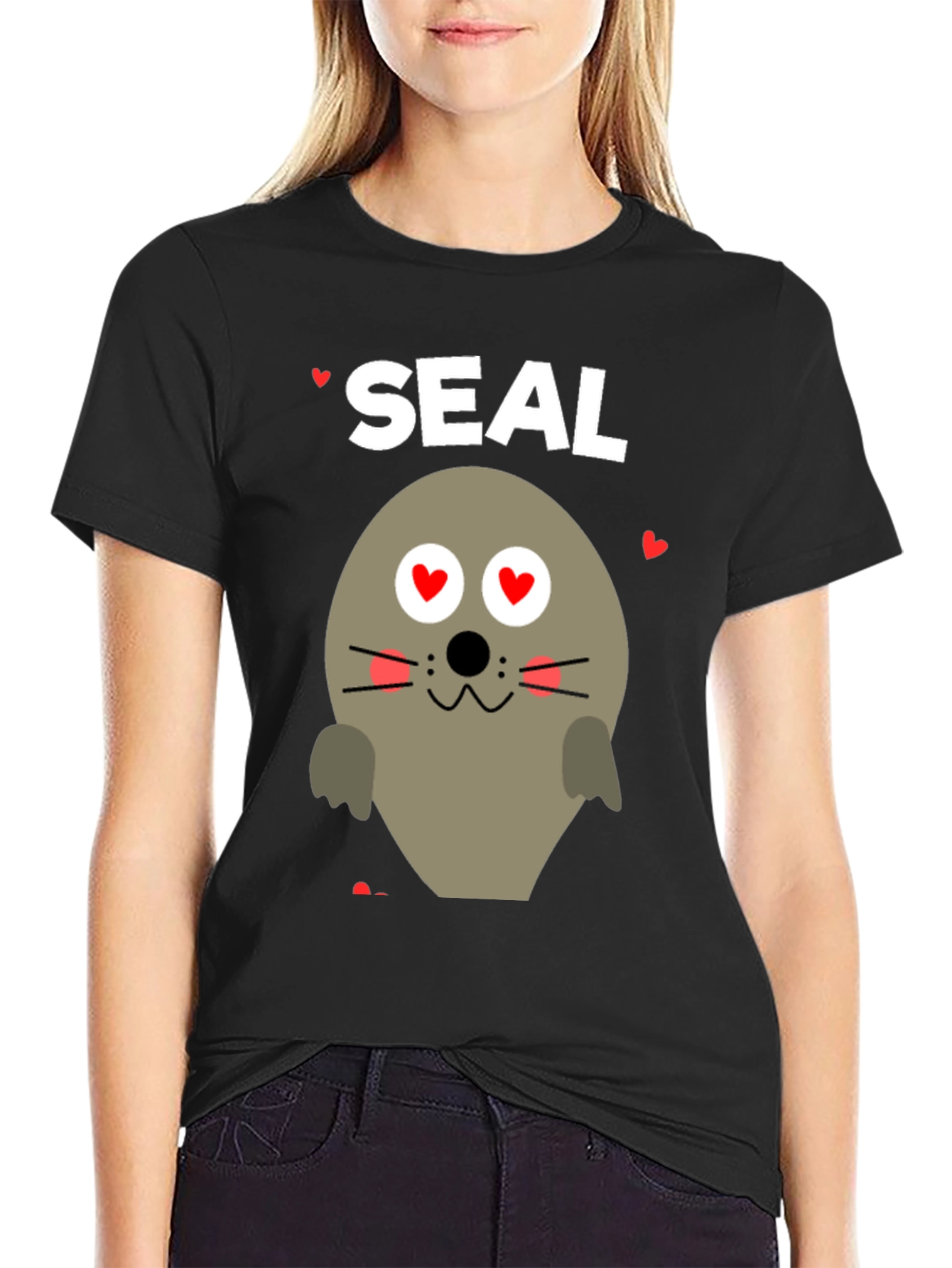 Black Seal of Love T-Shirt - Valentine's Day Gift view 2