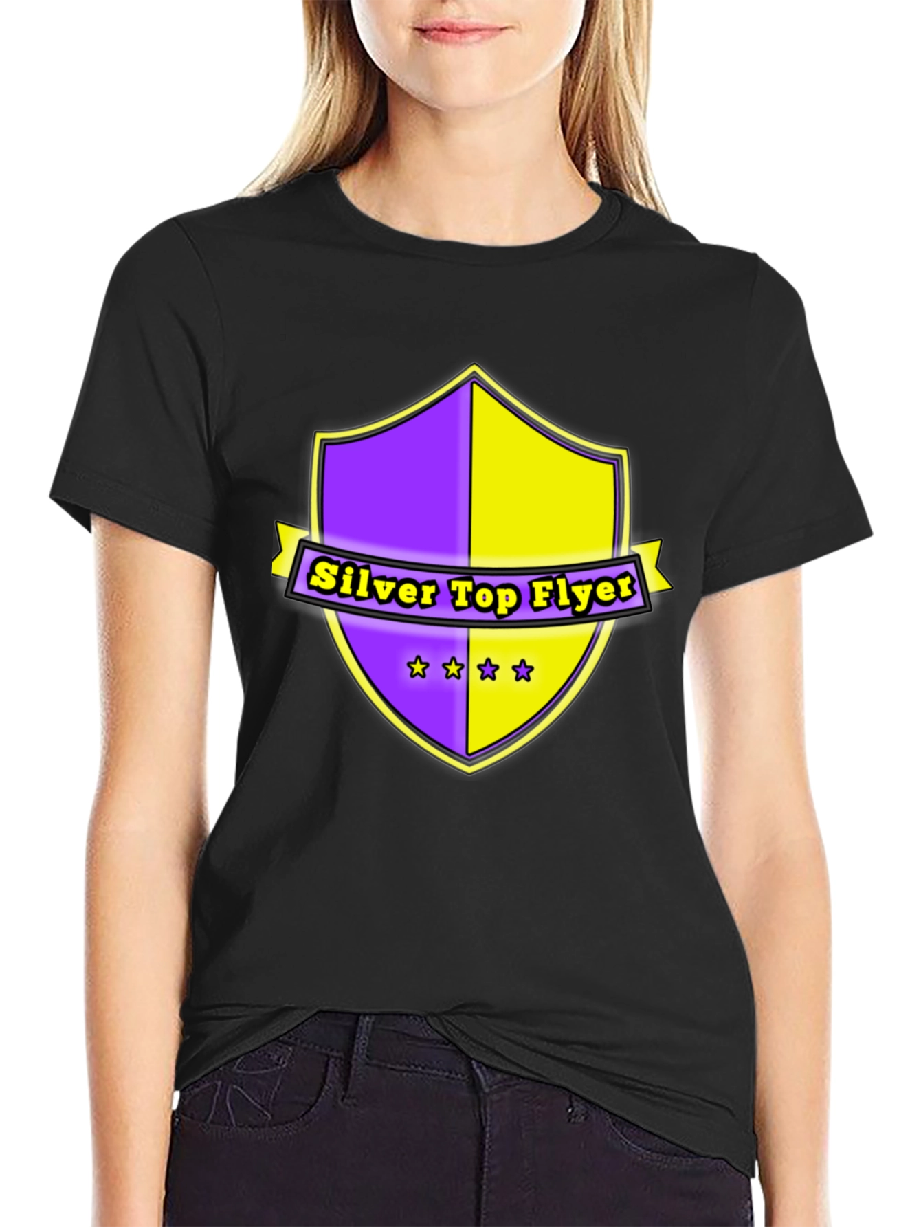 Black Silver Top Flyer Graphic T-Shirt view 2