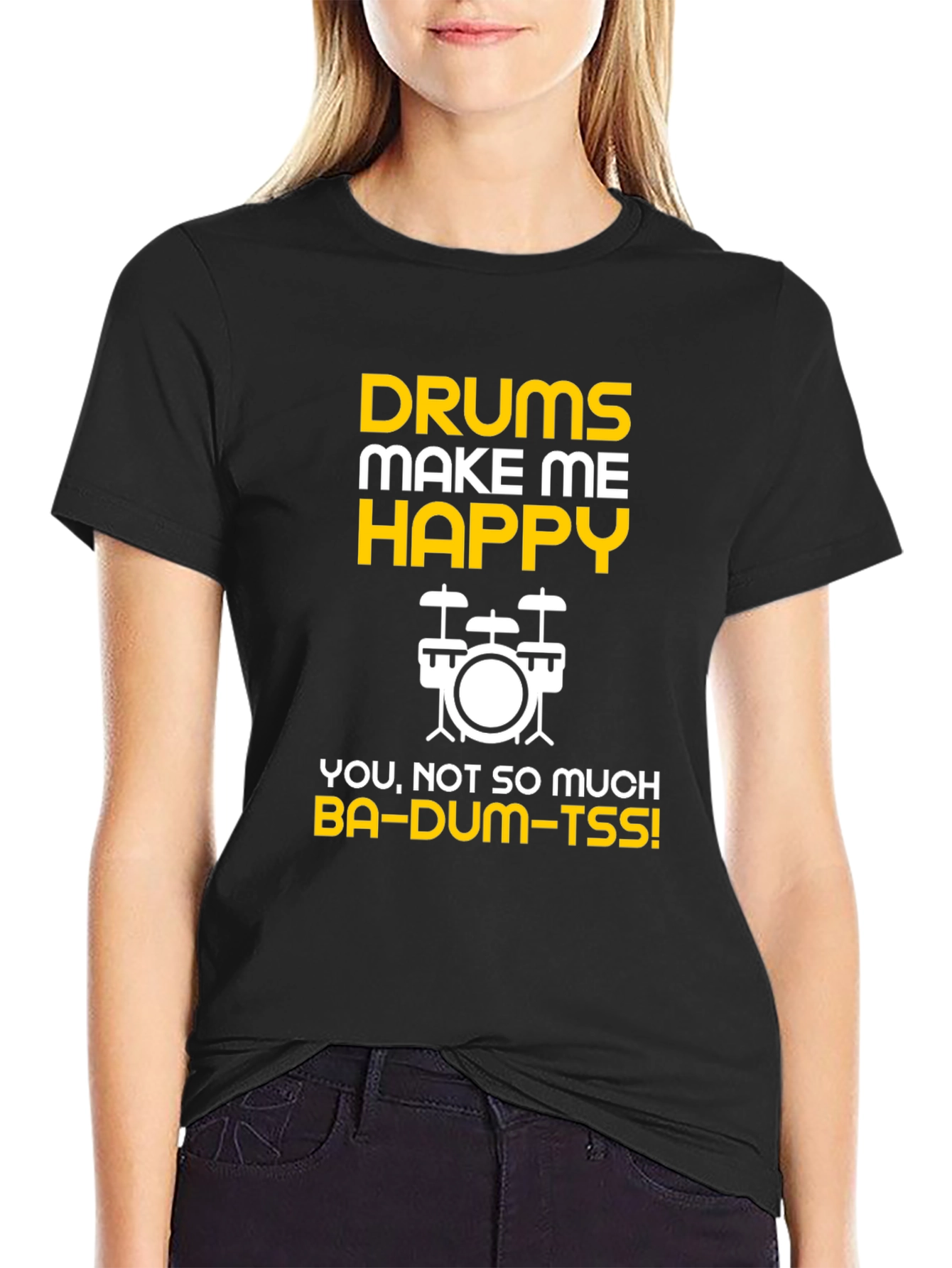Black Drums Make Me Happy T-Shirt view 2