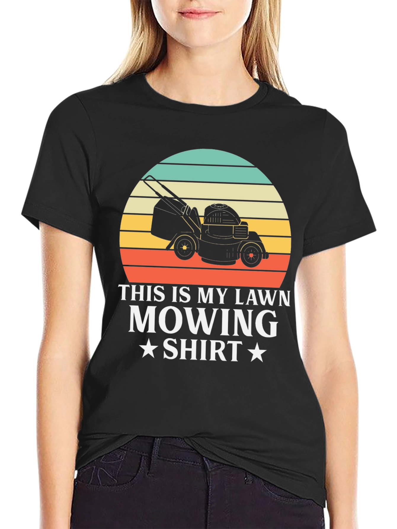 Black Lawn Mowing Shirt - Retro Gardener Tee view 2