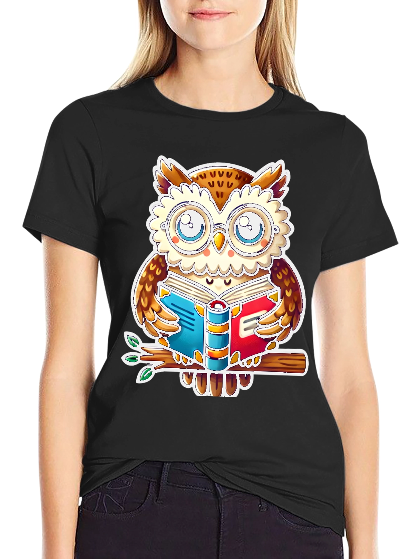 Black Bookish Owl T-Shirt - Study In Style! view 2