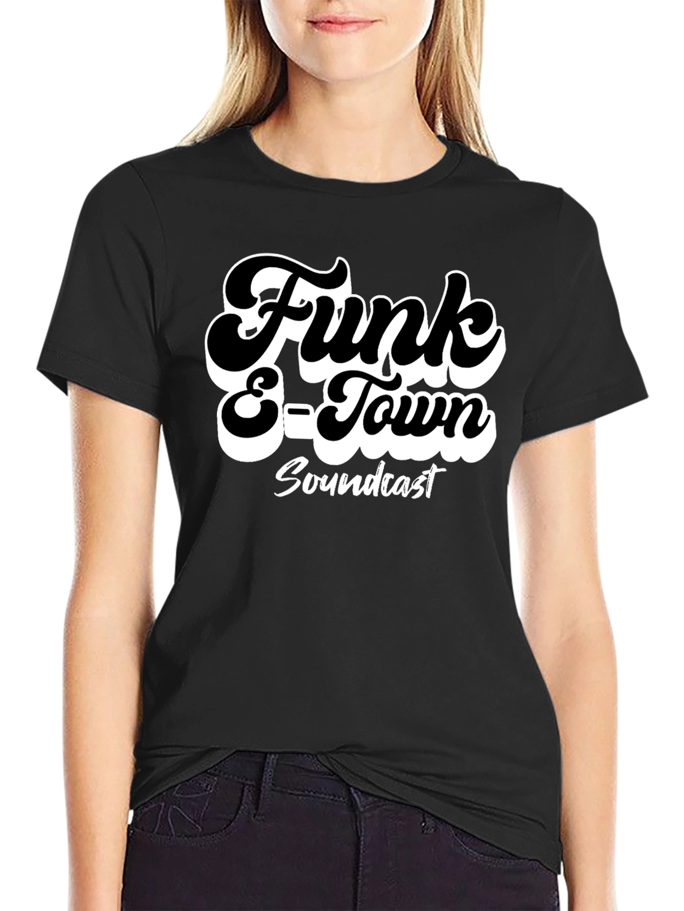 Black Funk E-Town Soundcast Black Graphic T-Shirt view 2
