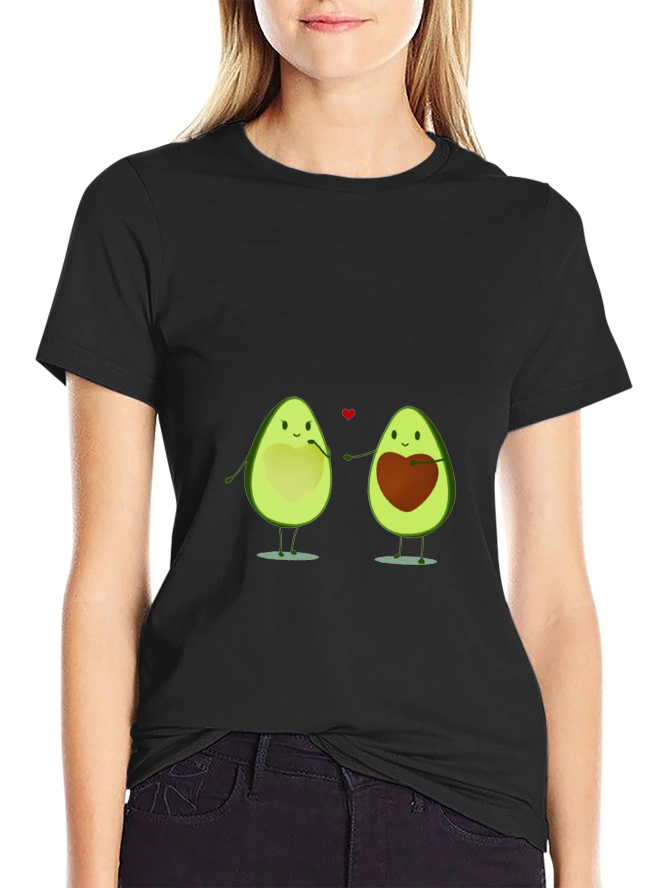 Black Avocado Love T-Shirt - Cute Couple Tee view 2
