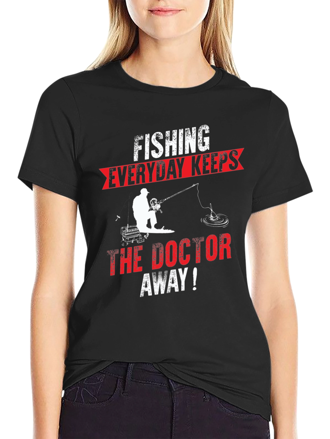 Black Fishing Everyday Keeps The Doctor Away T-Shirt view 2