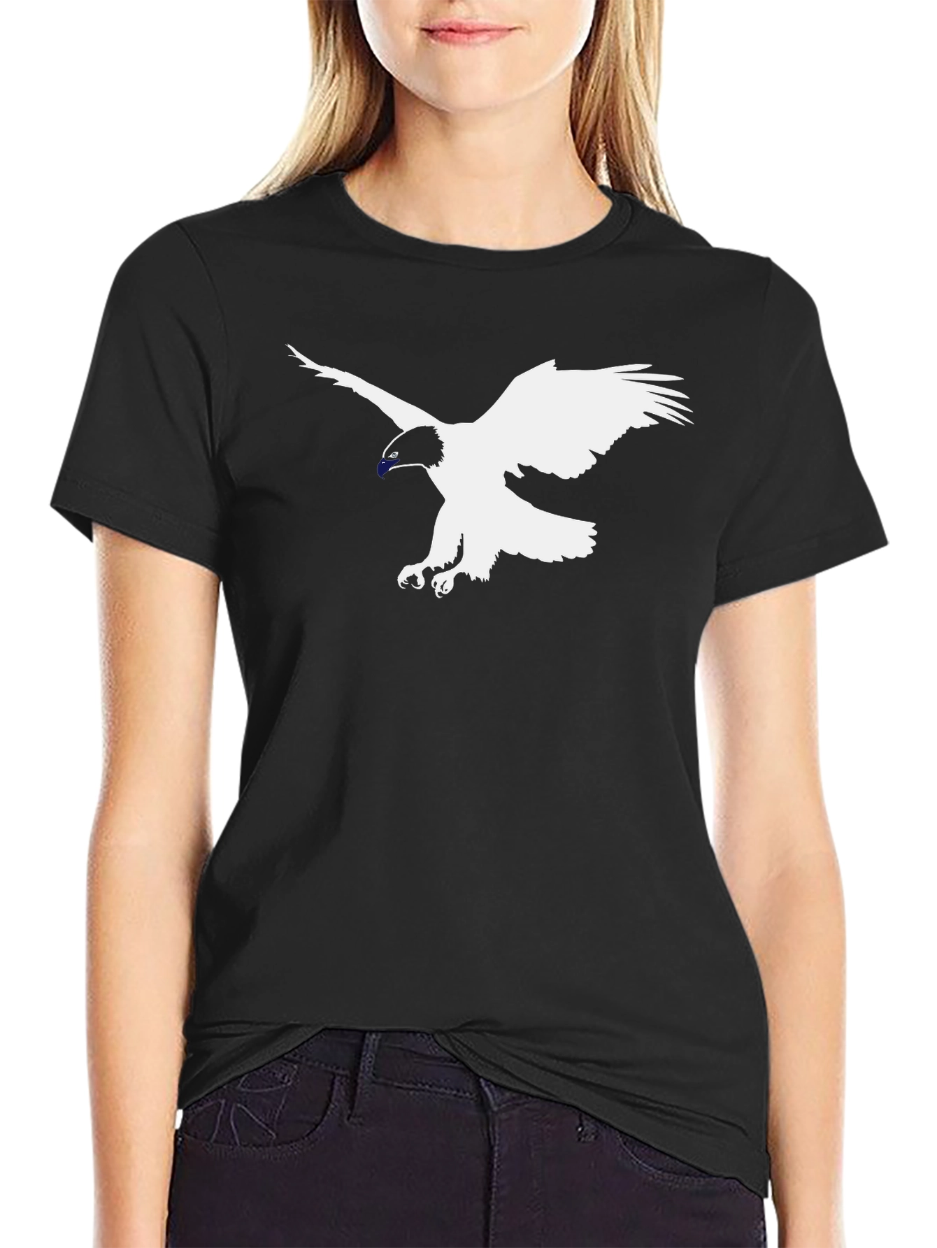 Black Black T-Shirt with Eagle Graphic Tee view 2