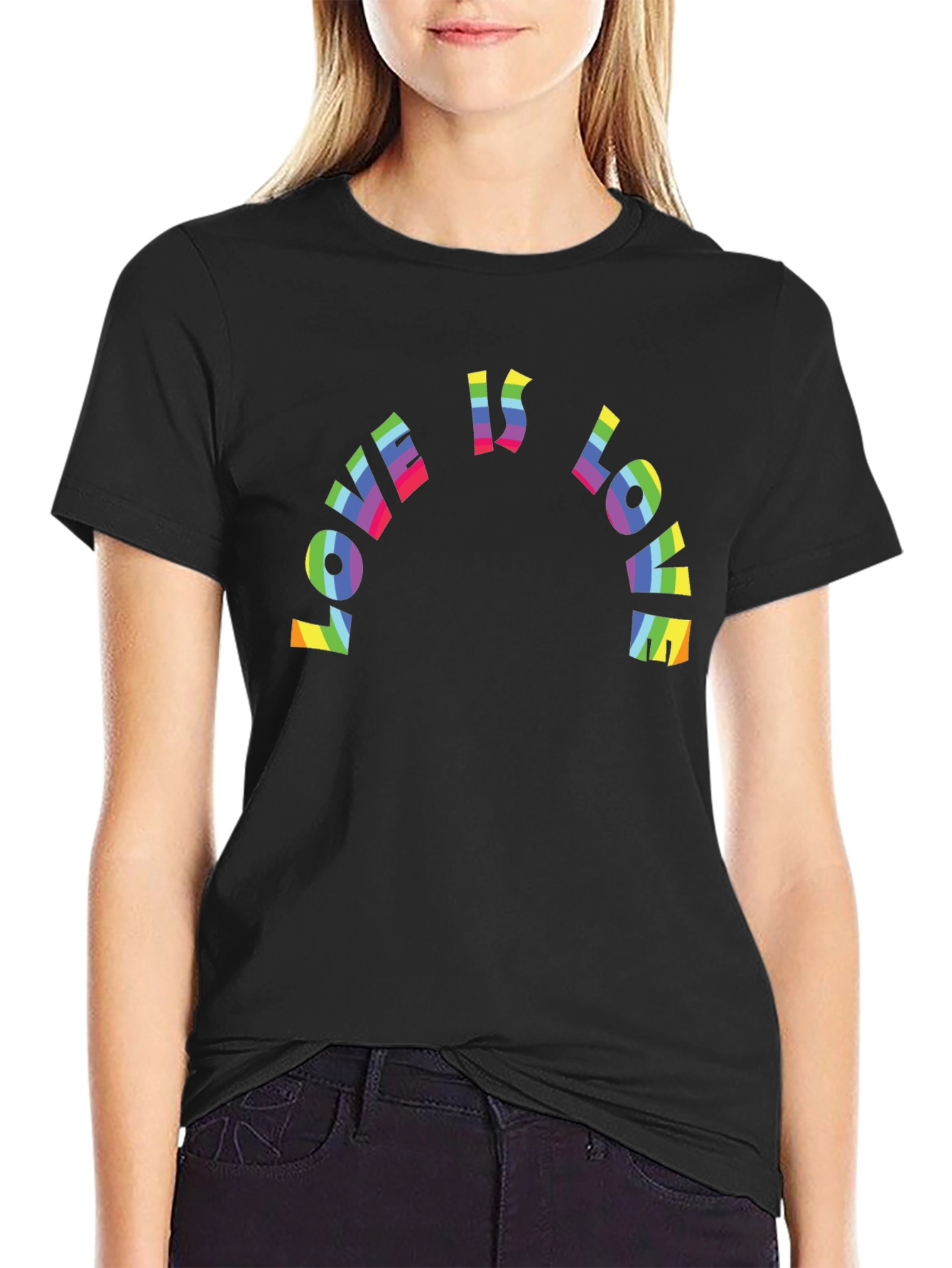 Black Love Is Love Rainbow Pride T-Shirt view 2