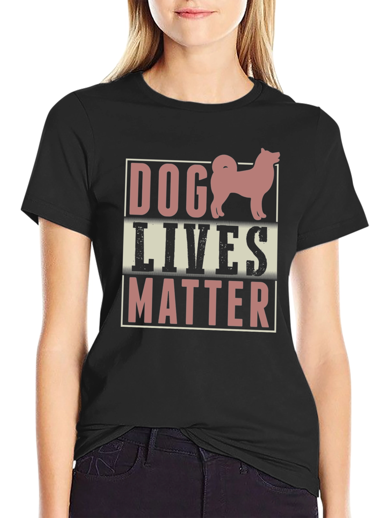 Black Dog Lives Matter Graphic Tee - Black Cotton Shirt view 2