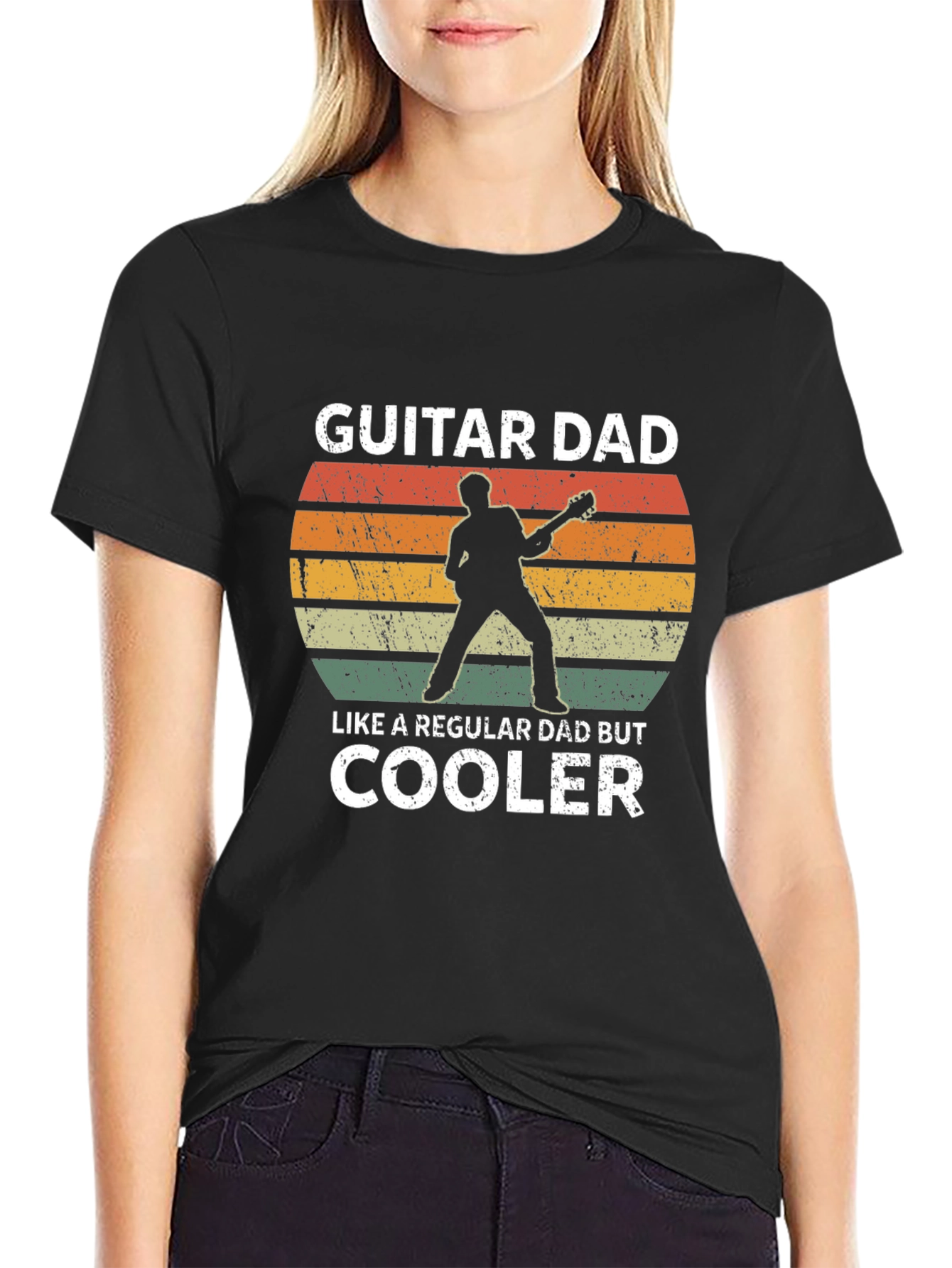 Black Guitar Dad T-Shirt - Cooler Than Regular Dads view 2