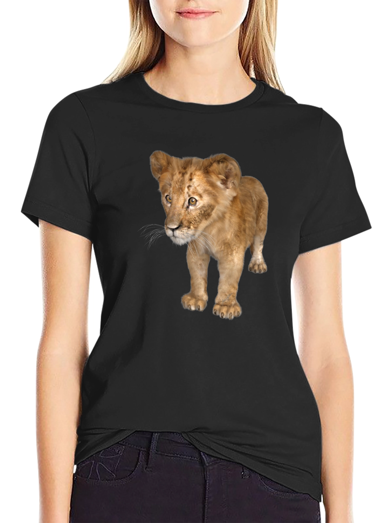 Black Lion Cub Graphic Tee - Unisex Black T-Shirt view 2