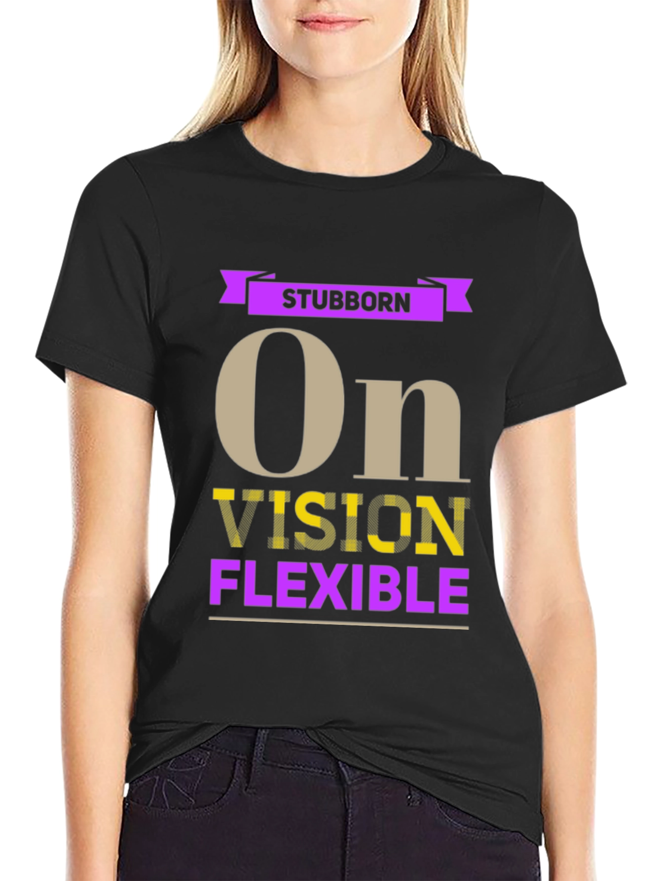 Black Stubborn Vision Flexible Graphic T-Shirt view 2