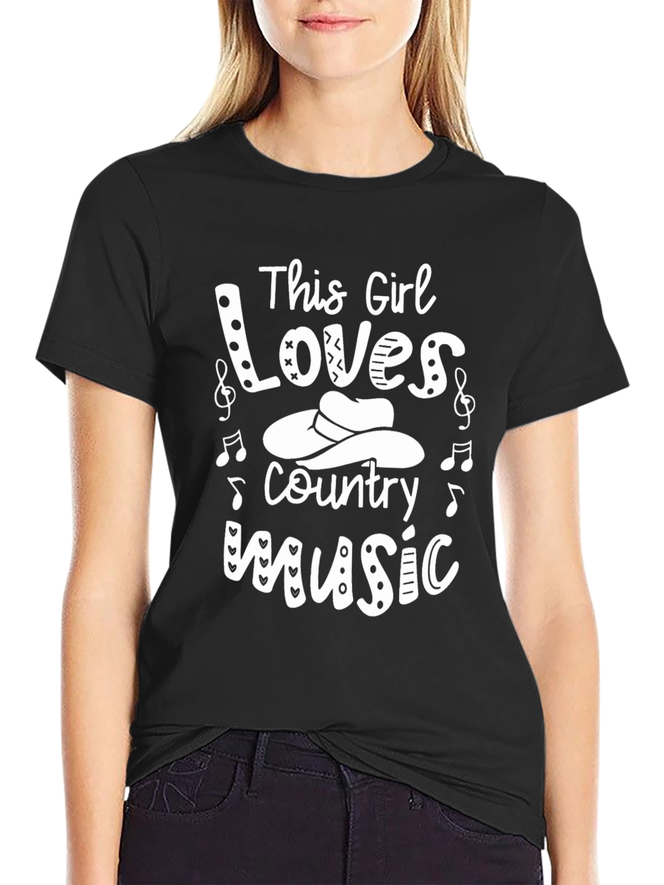 Black This Girl Loves Country Music T-Shirt view 2