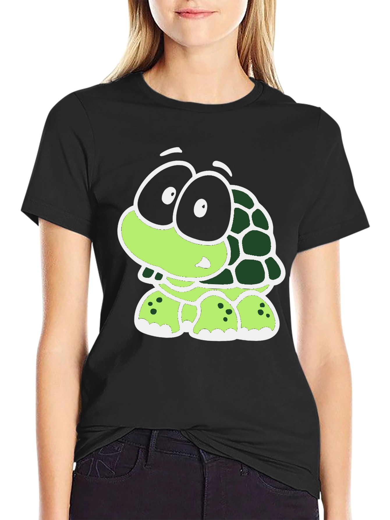 Black Cartoon Turtle Graphic Tee - Black T-Shirt view 2