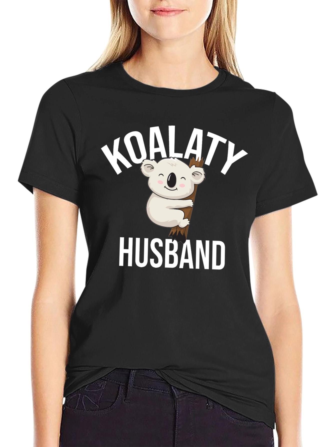 Black Koalaty Husband Graphic T-Shirt Funny Koala Tee view 2