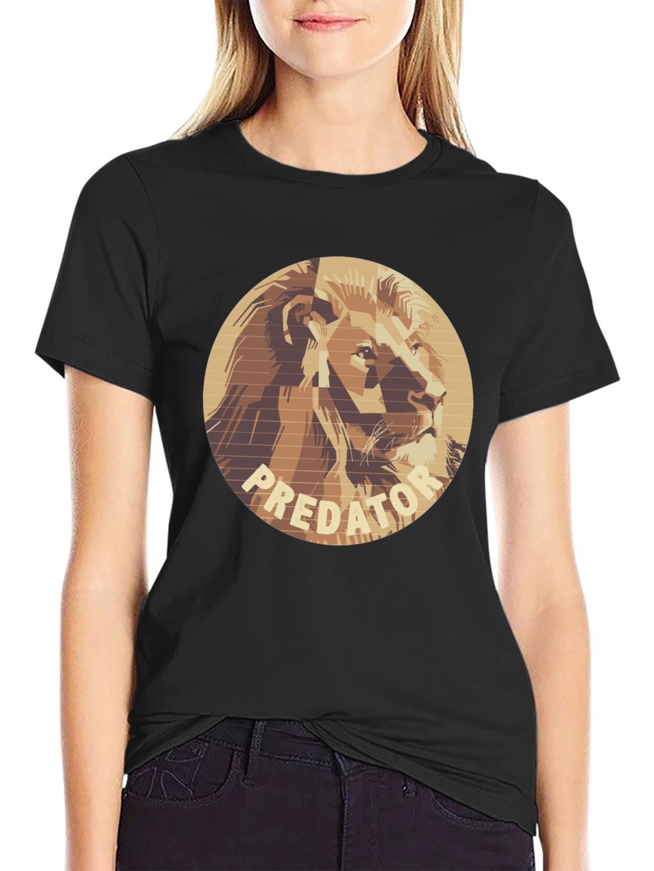 Black Predator Lion Graphic Tee - Unique Design T-Shirt view 2