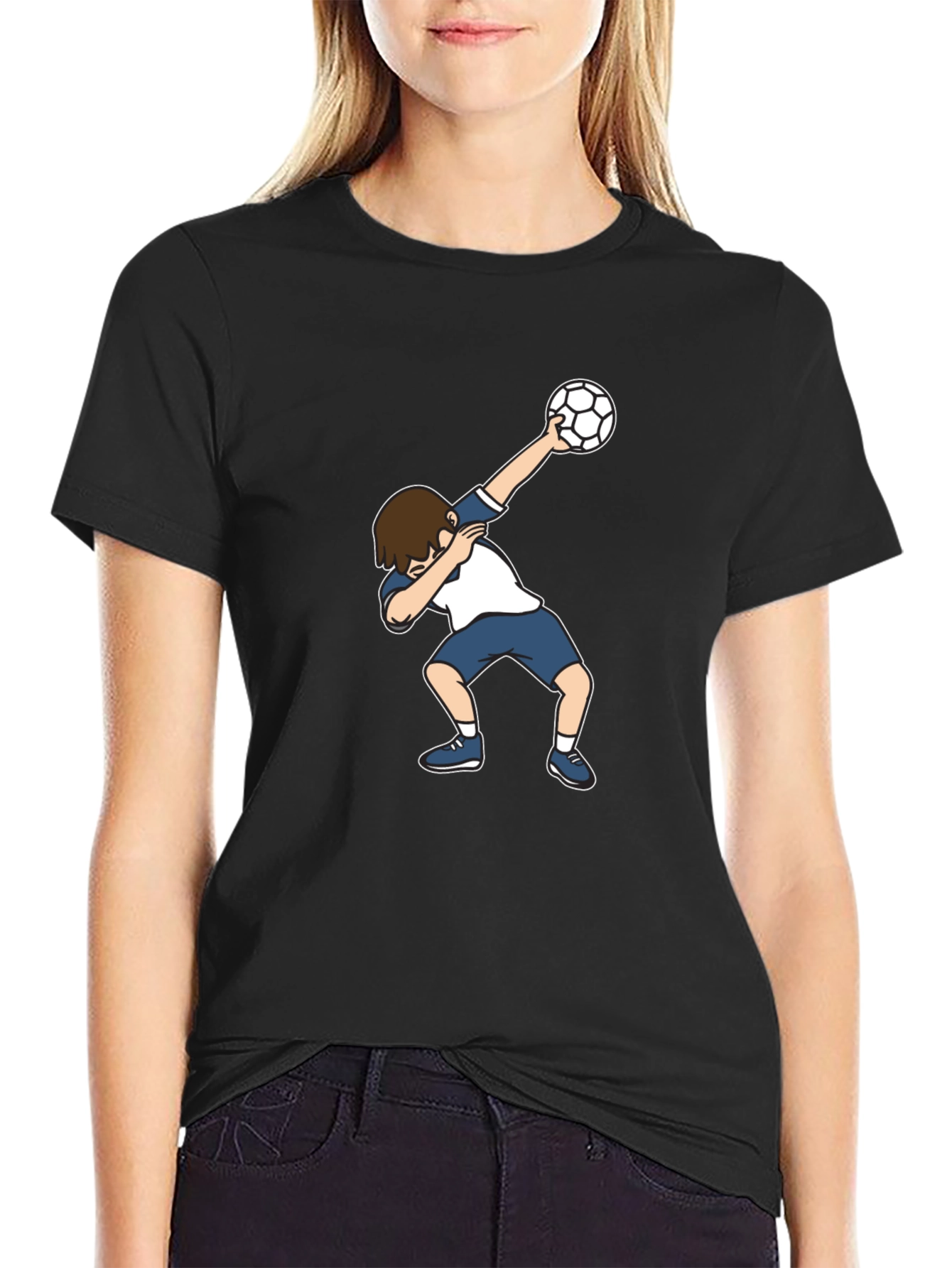 Black Soccer Dab T-Shirt - Fun Graphic Tee view 2