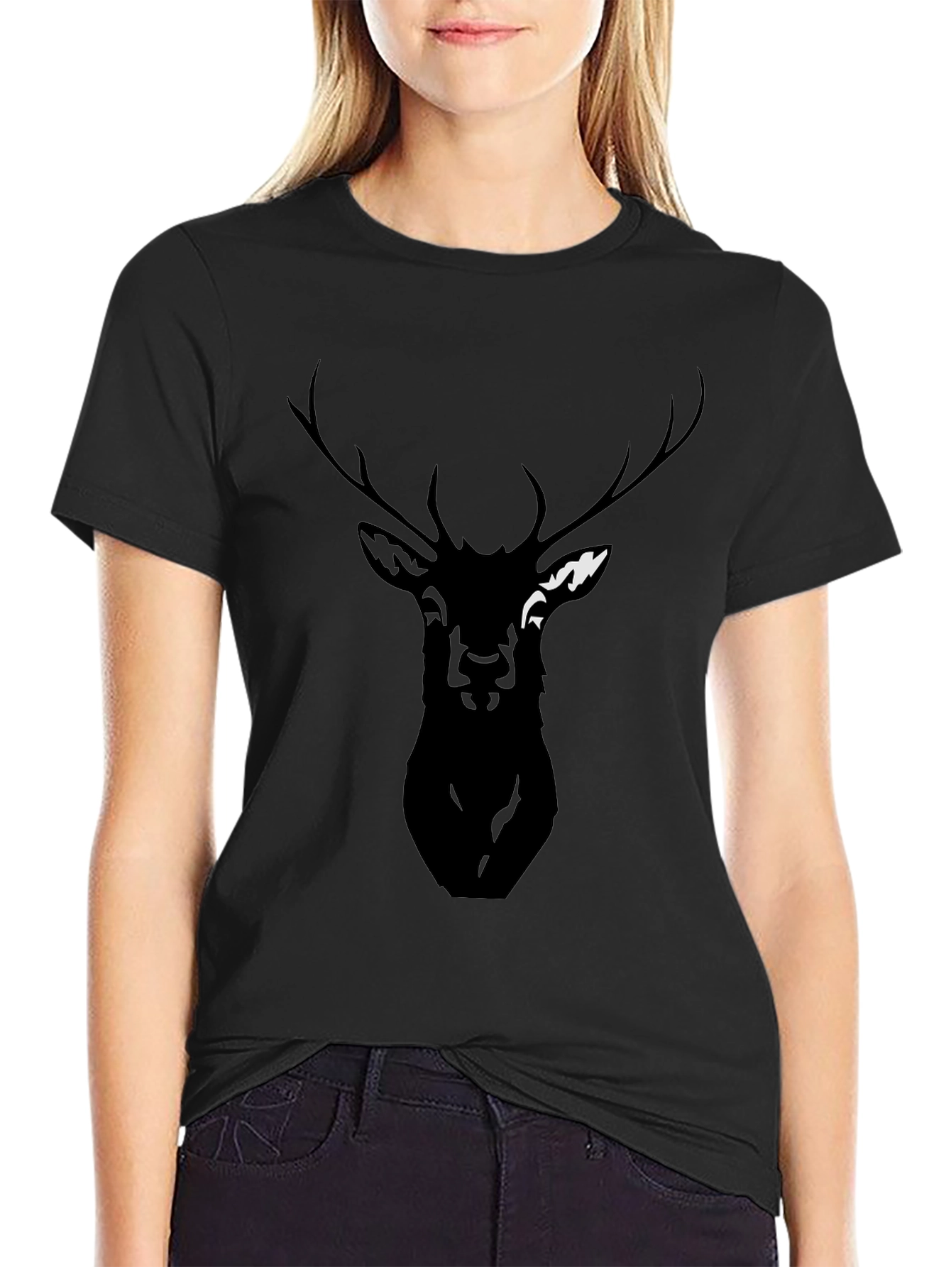 Black Men's Black Deer Graphic Tee - Casual Style view 2
