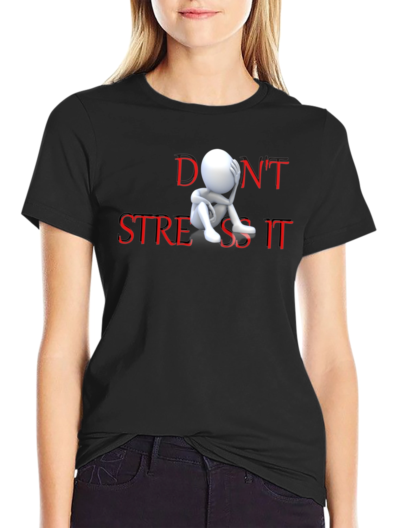 Black Don't Stress It Graphic Tee - Relaxed Fit view 2