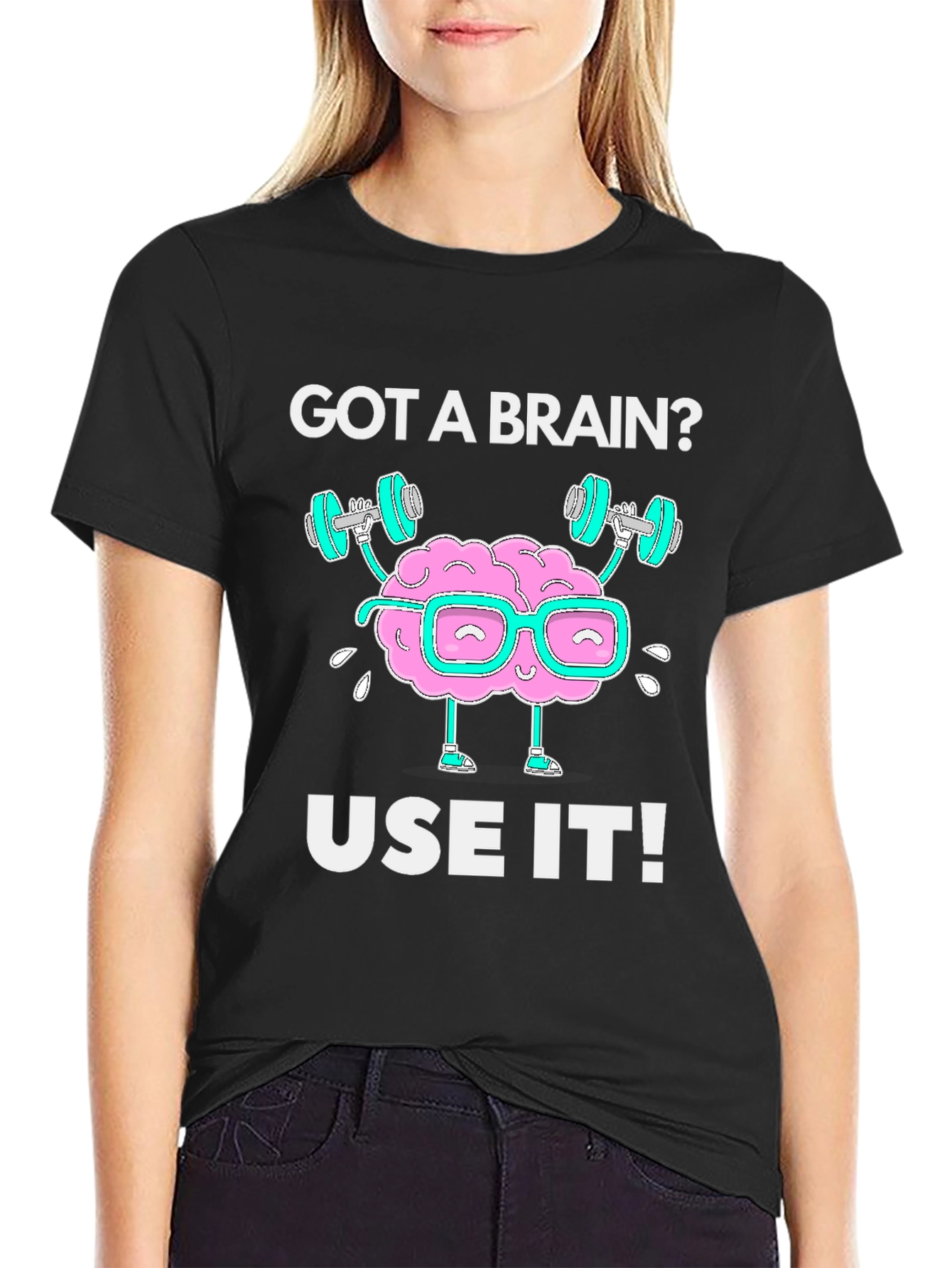 Black Got a Brain? Use it! Black Graphic T-Shirt view 2