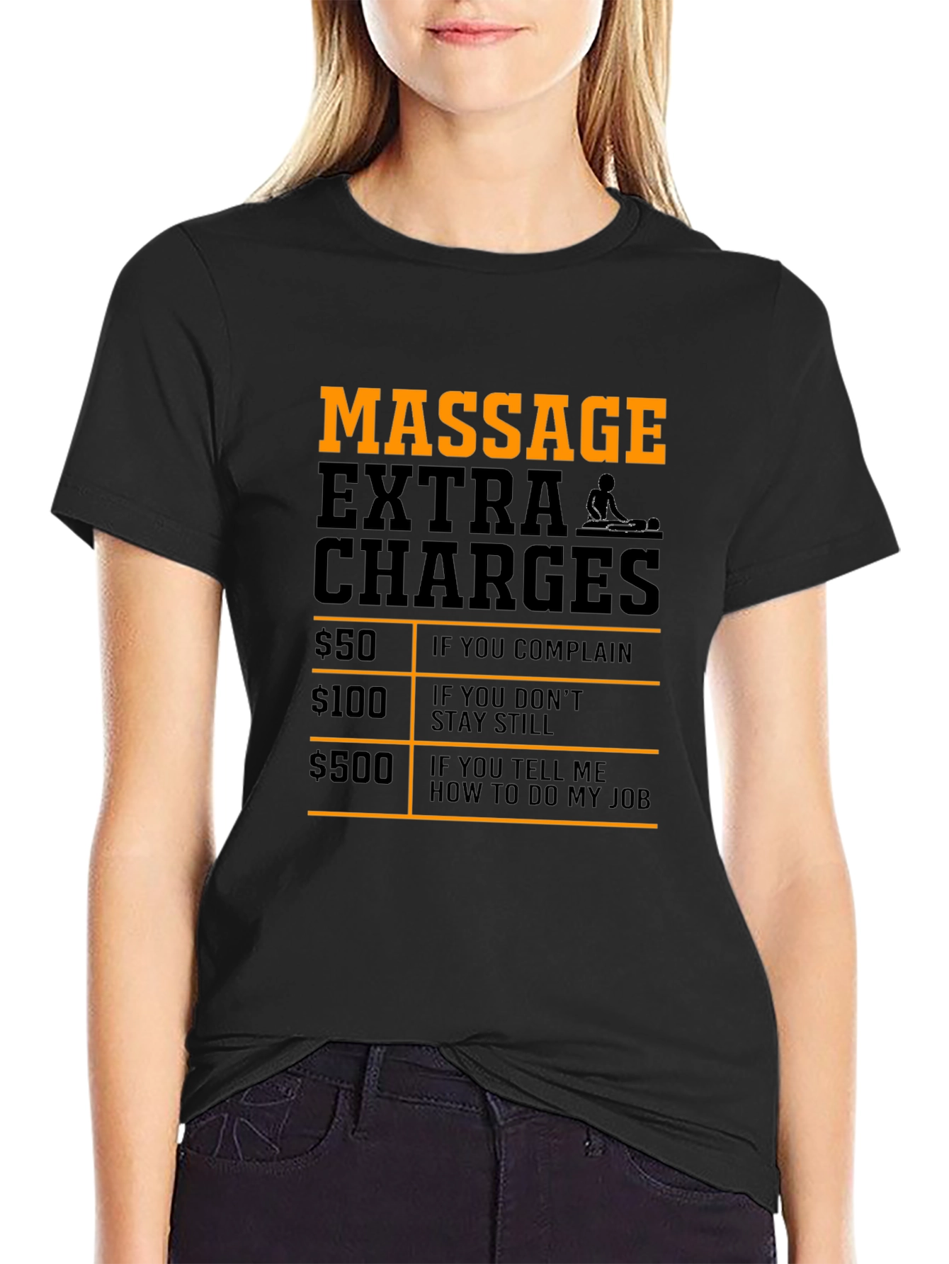 Black Funny Massage Therapist Extra Charges T-Shirt view 2