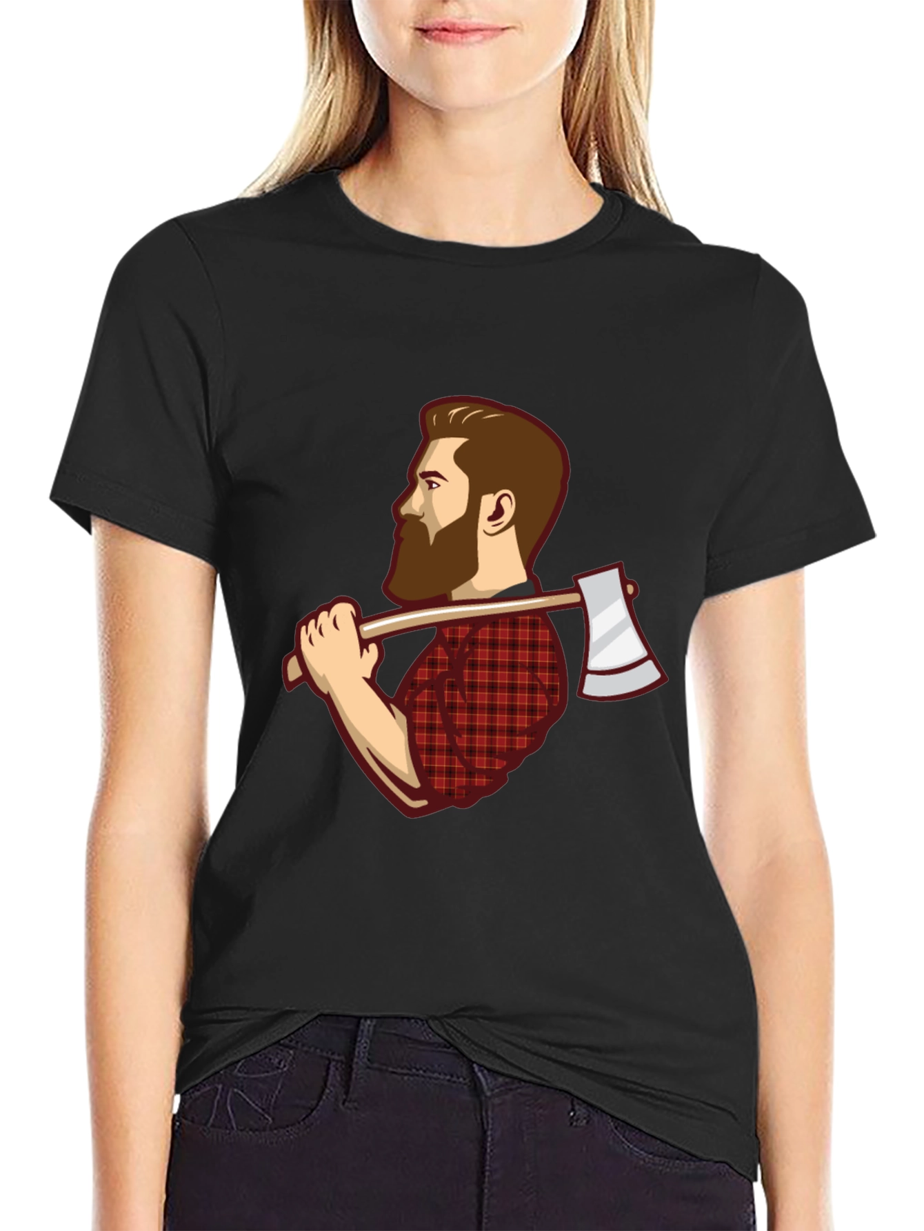 Black Lumberjack Graphic Tee - Axe Wielding Woodcutter view 2