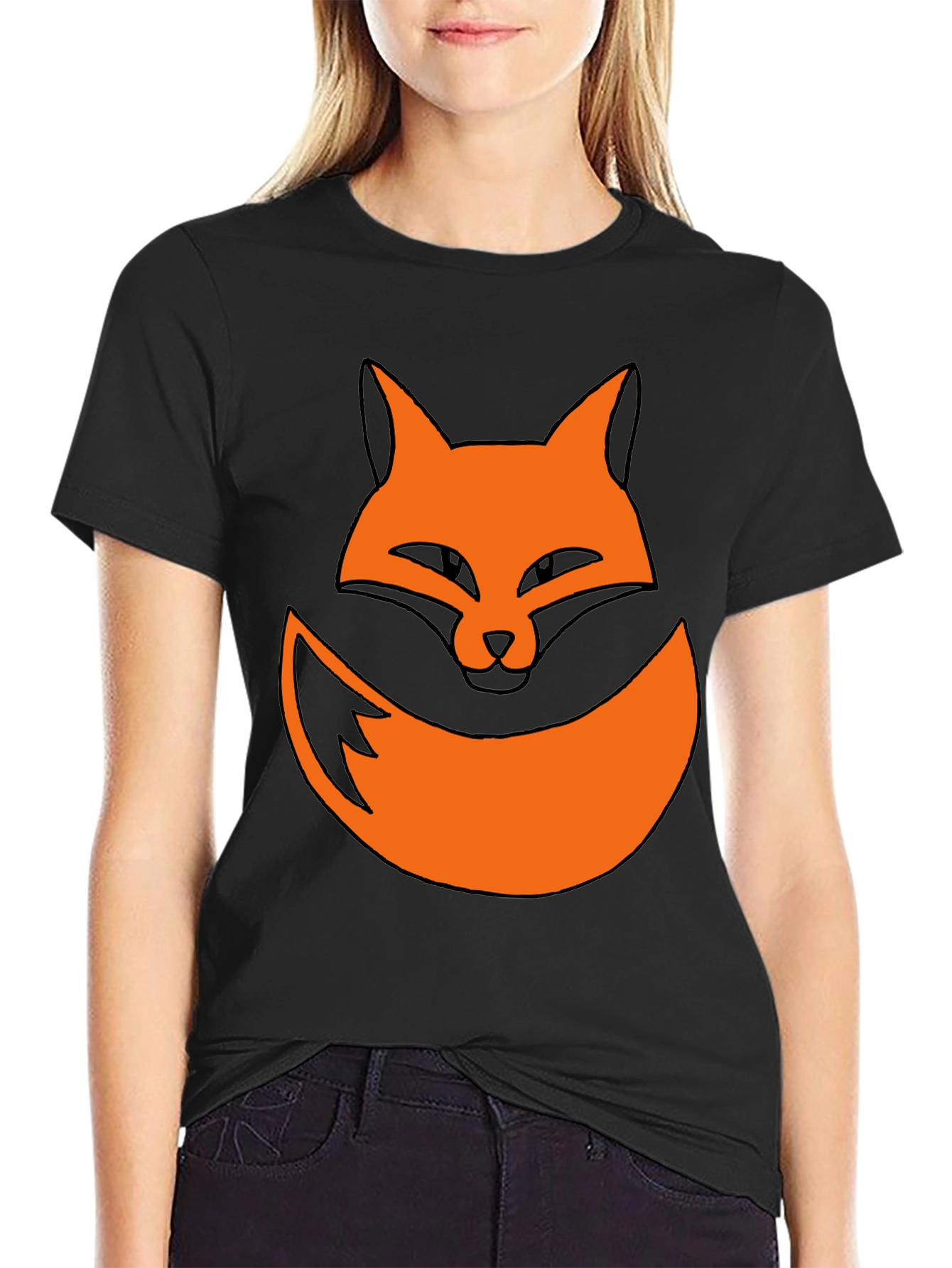 Black Fox Graphic Tee - Black Cotton Casual Shirt view 2