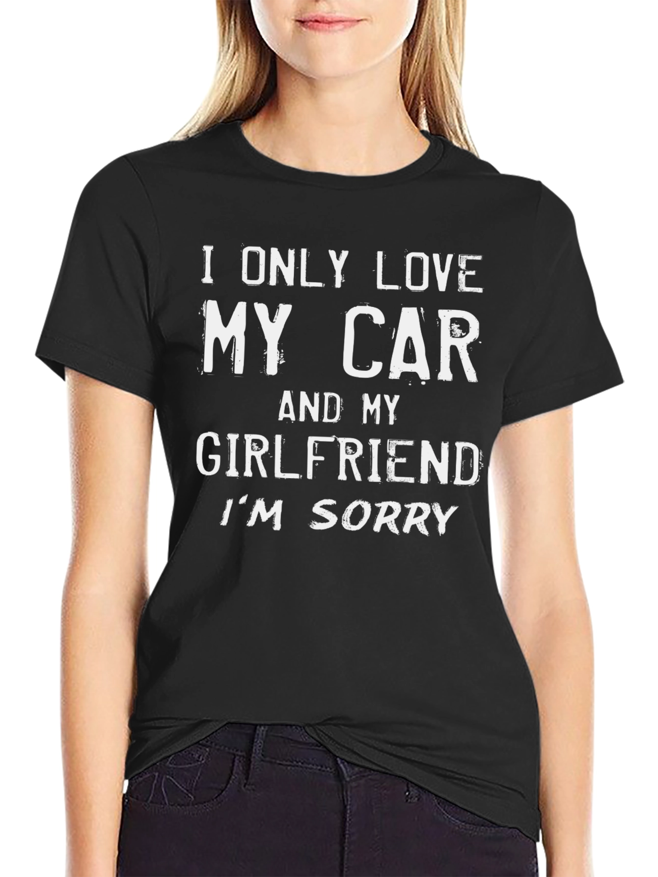 Black I Only Love My Car and My Girlfriend T-Shirt view 2