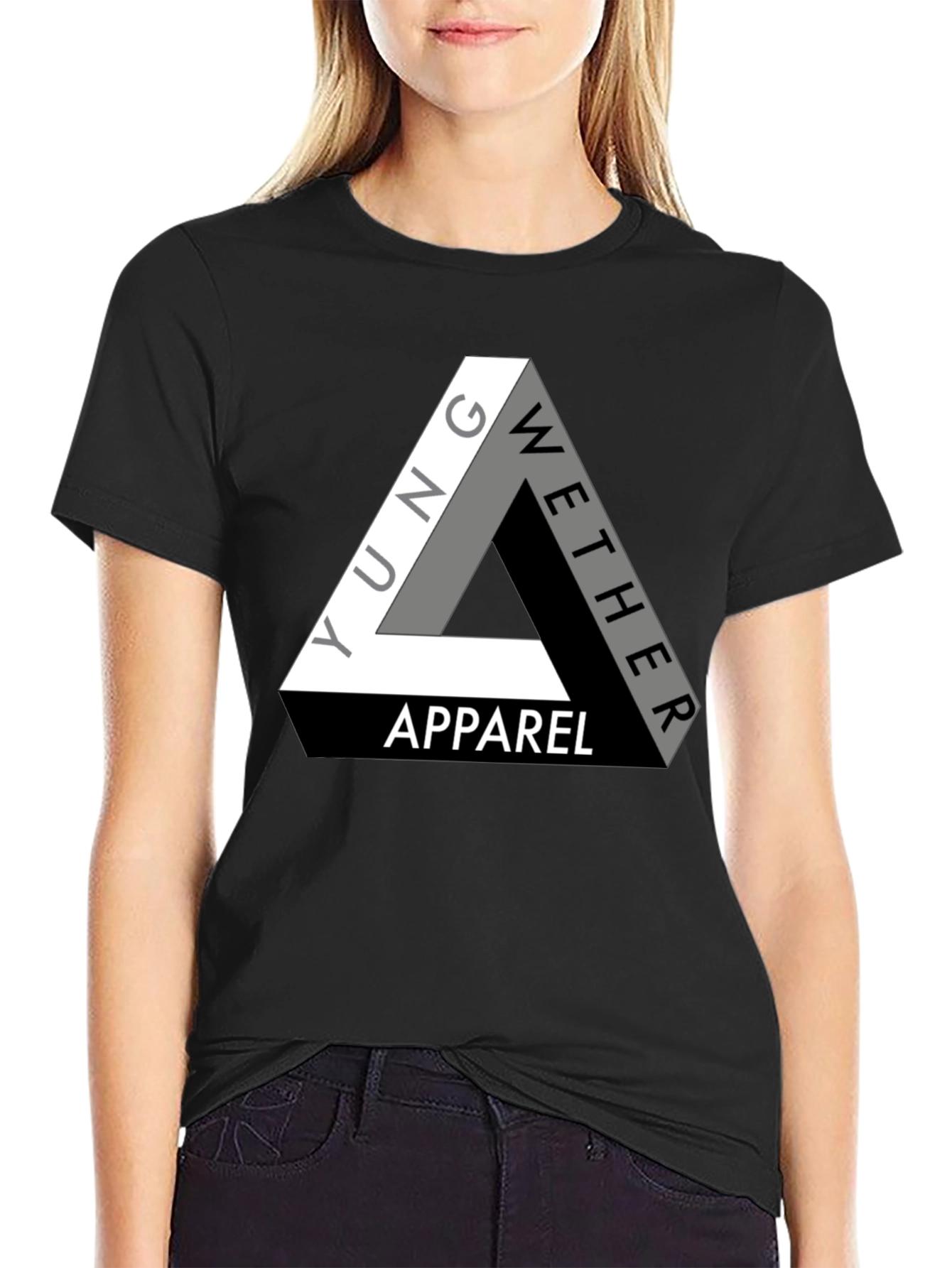 Black Yung Wether Apparel T-Shirt - Modern Triangle Logo Tee view 2