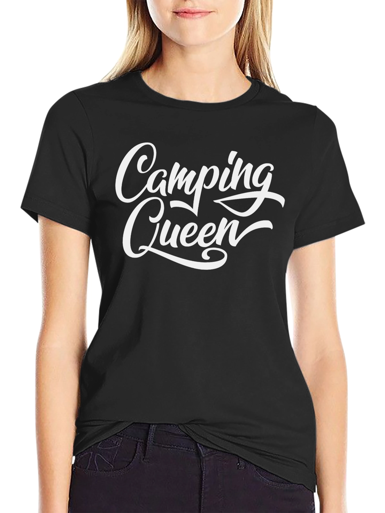 Black Camping Queen Black T-Shirt view 2