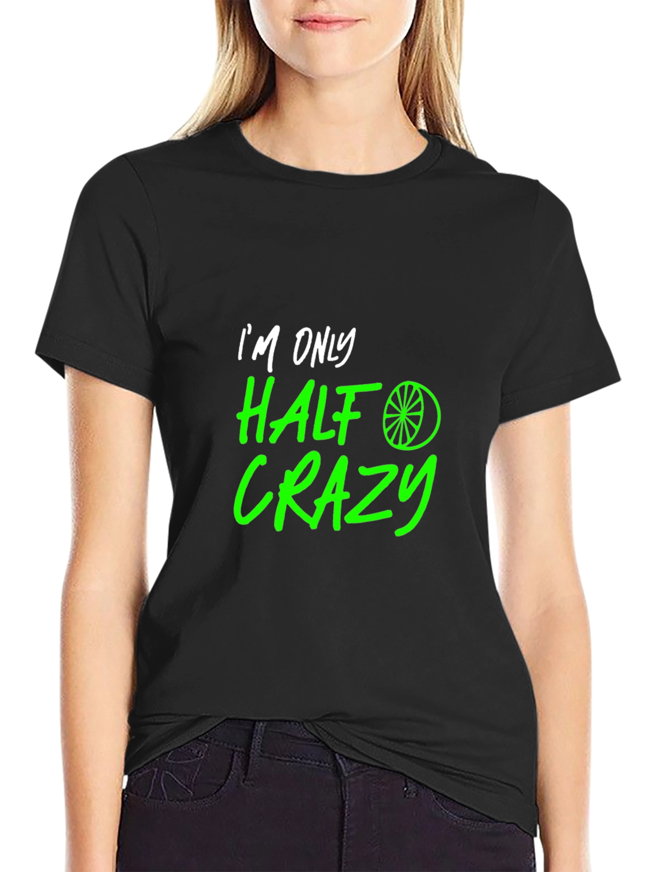 Black Half Crazy Graphic Tee - Funny Novelty T-Shirt view 2