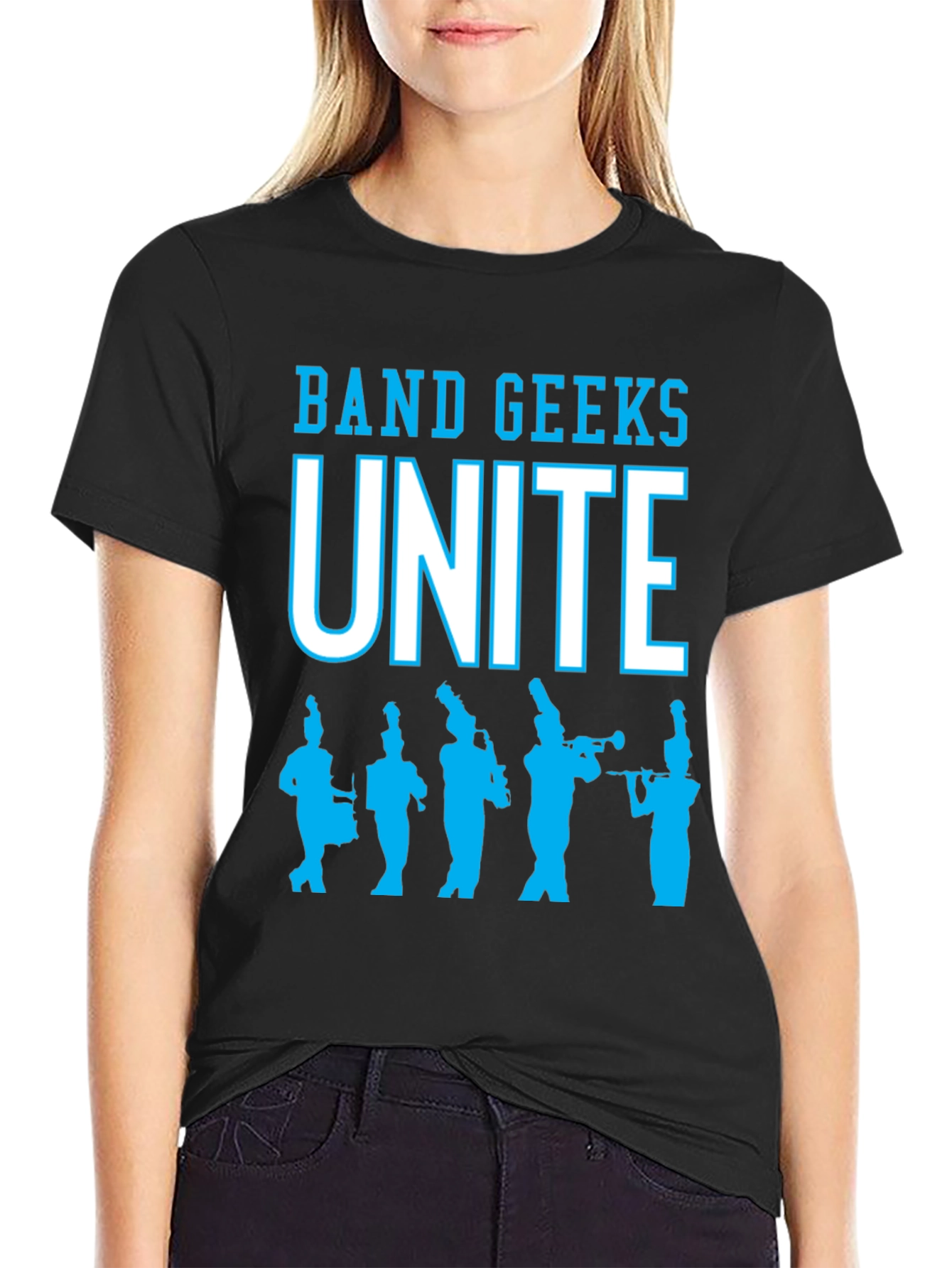 Black Band Geeks Unite Black T-Shirt view 2