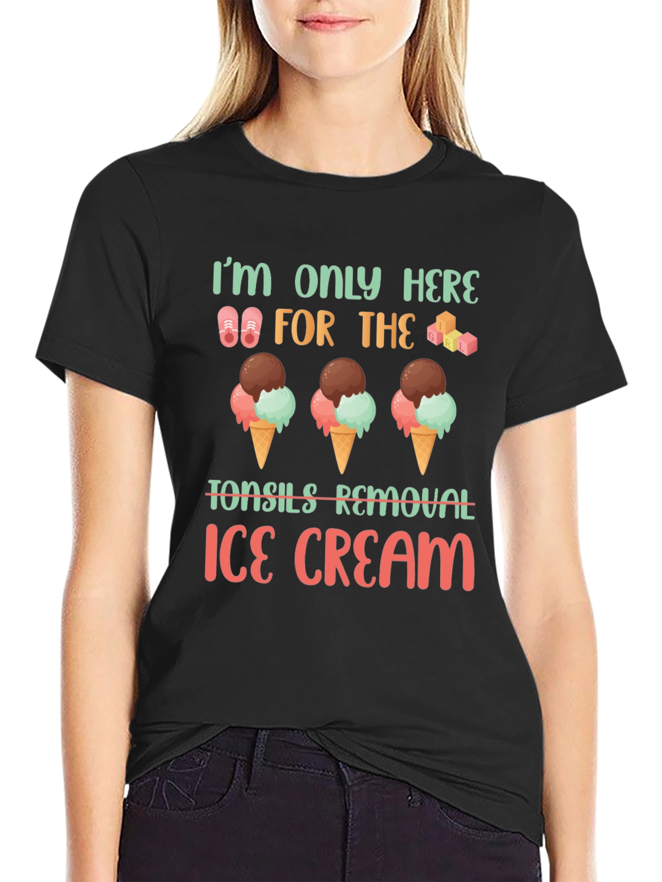 Black Tonsil Removal Ice Cream T-Shirt view 2