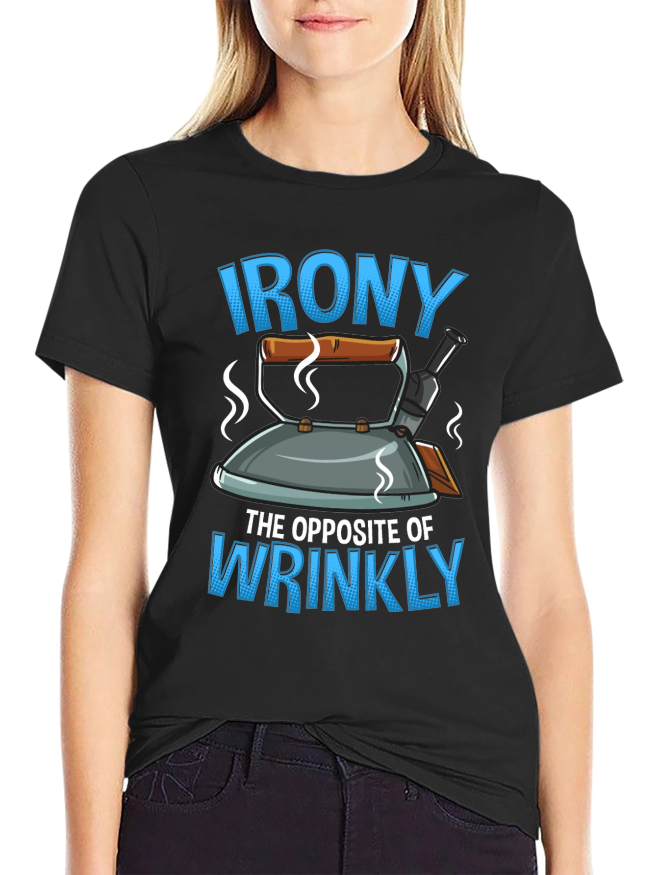 Black Irony: The Opposite of Wrinkly Graphic T-Shirt view 2