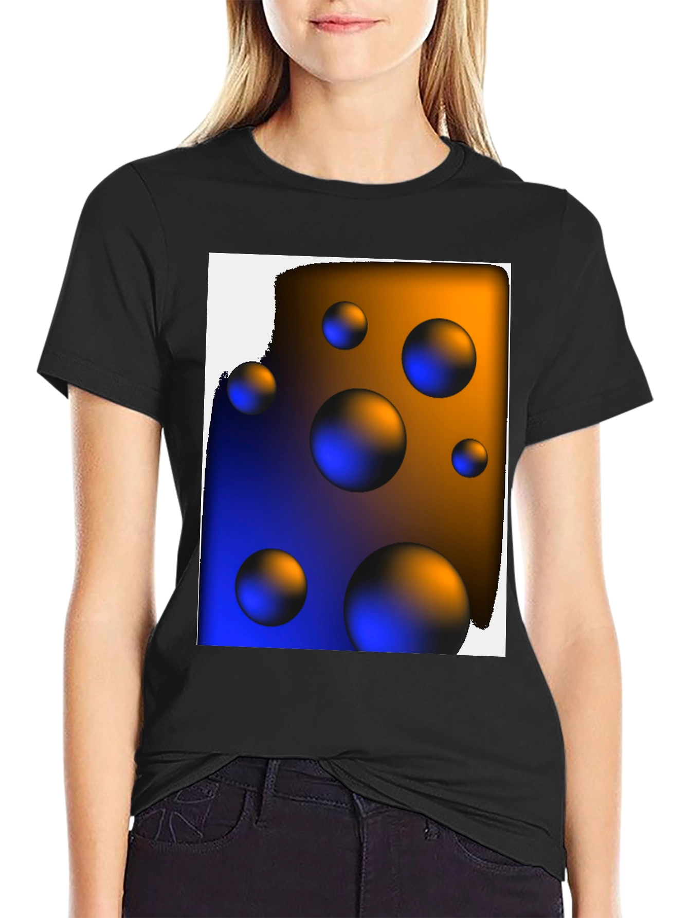 Black Abstract Spheres Graphic T-Shirt view 2