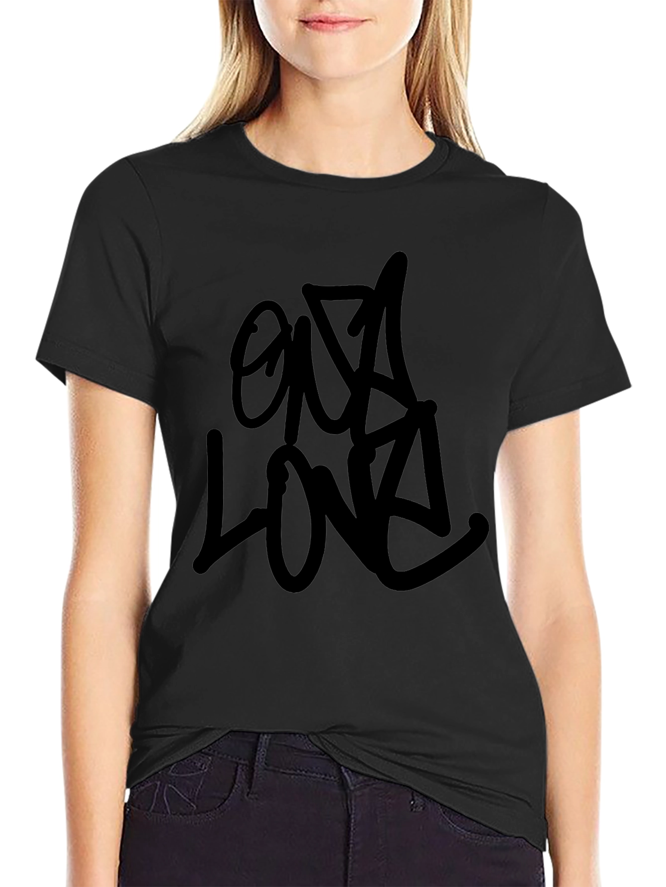 Black Black Graffiti Style T-Shirt view 2