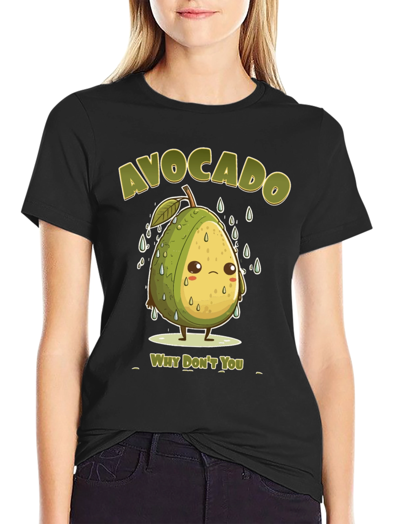 Black Sad Avocado Pun T-Shirt - Why Don't You? view 2