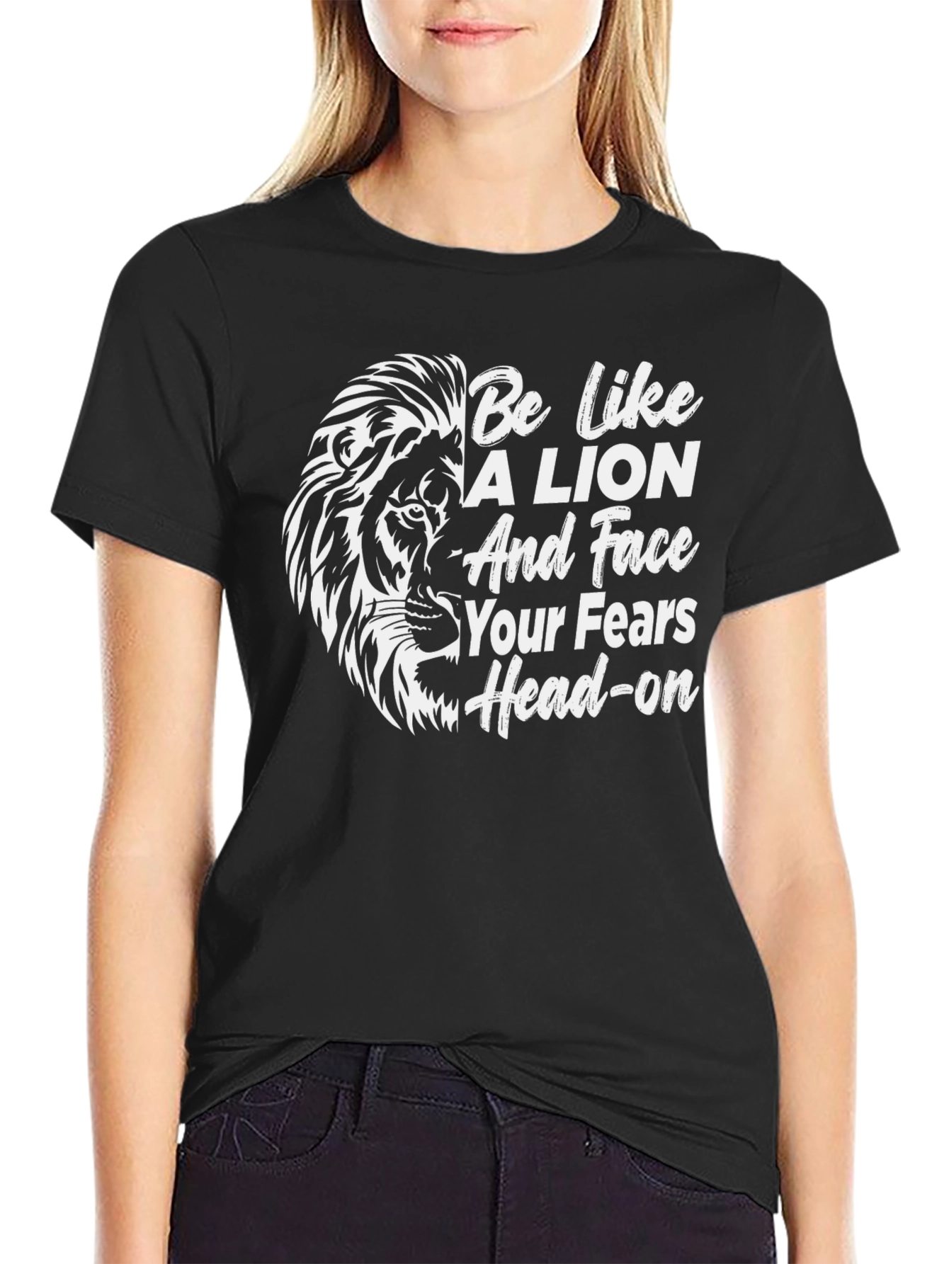 Black Lion Motivational Black T-Shirt view 2