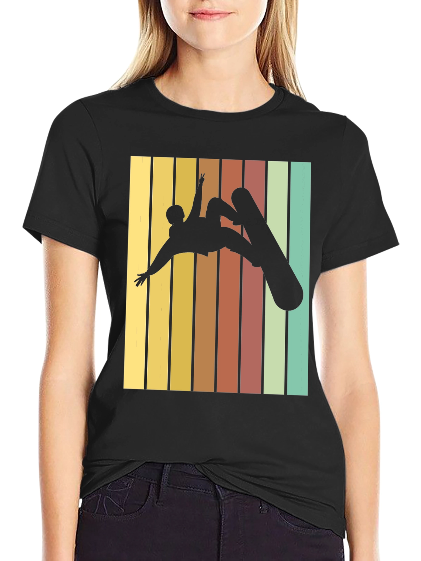 Black Retro Snowboarder Graphic Tee - Black view 2