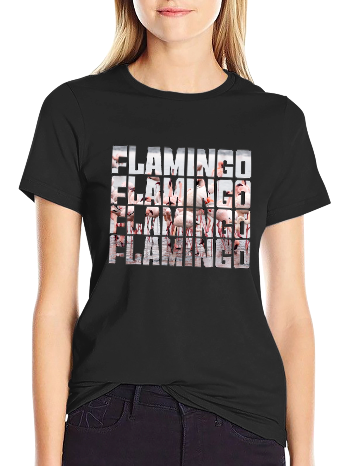 Black Flamingo Graphic T-Shirt - Cool Bird Lover Tee view 2