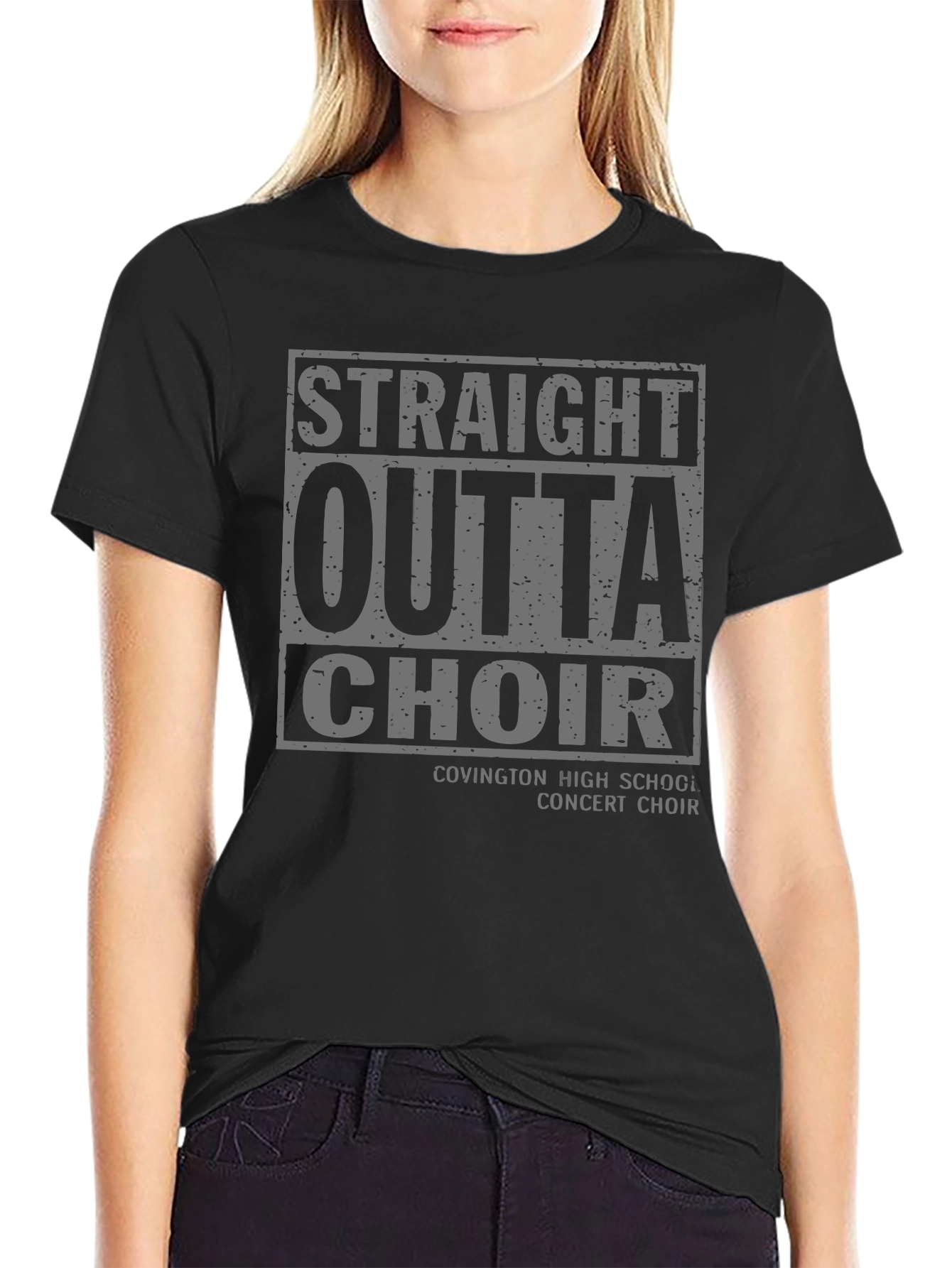 Black Straight Outta Choir T-Shirt view 2