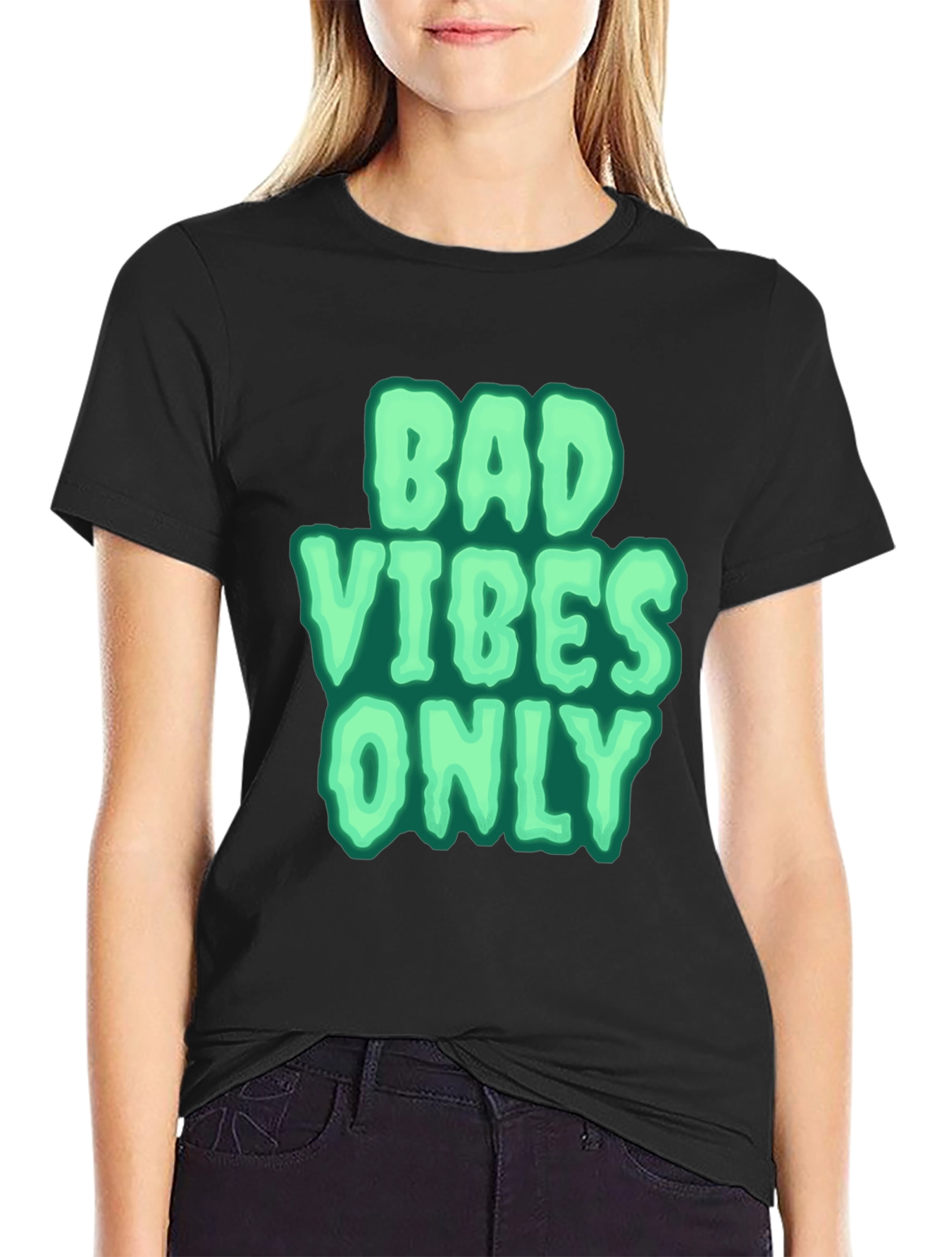 Black Bad Vibes Only Graphic Tee - Black view 2