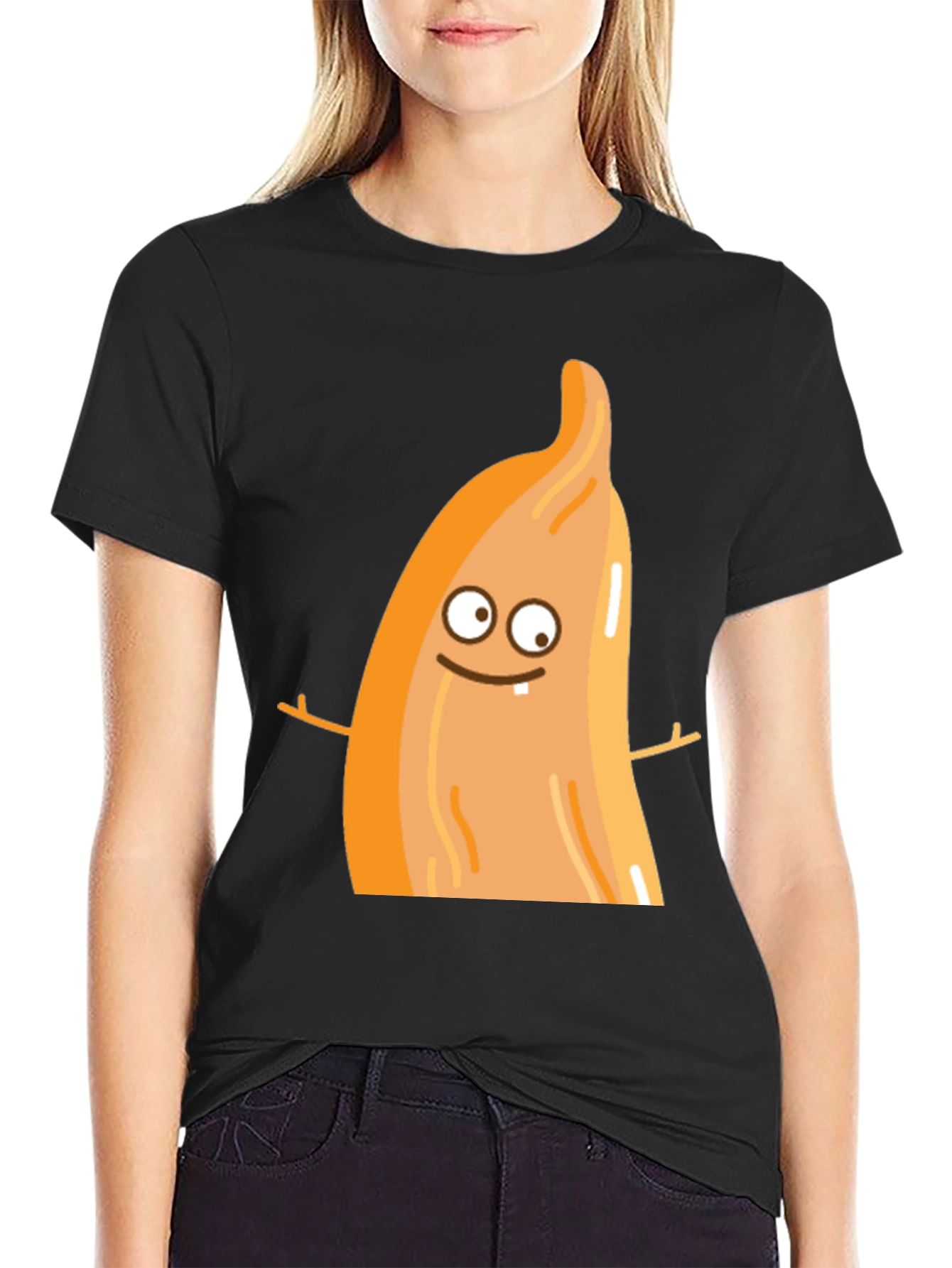 Black Funny Cartoon Food T-Shirt view 2