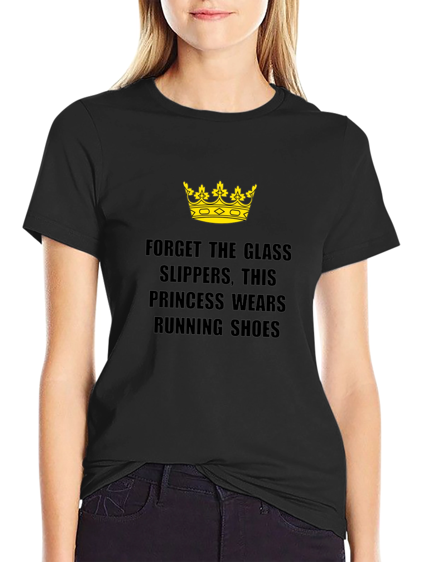 Black Princess Running Shoes Black T-Shirt view 2