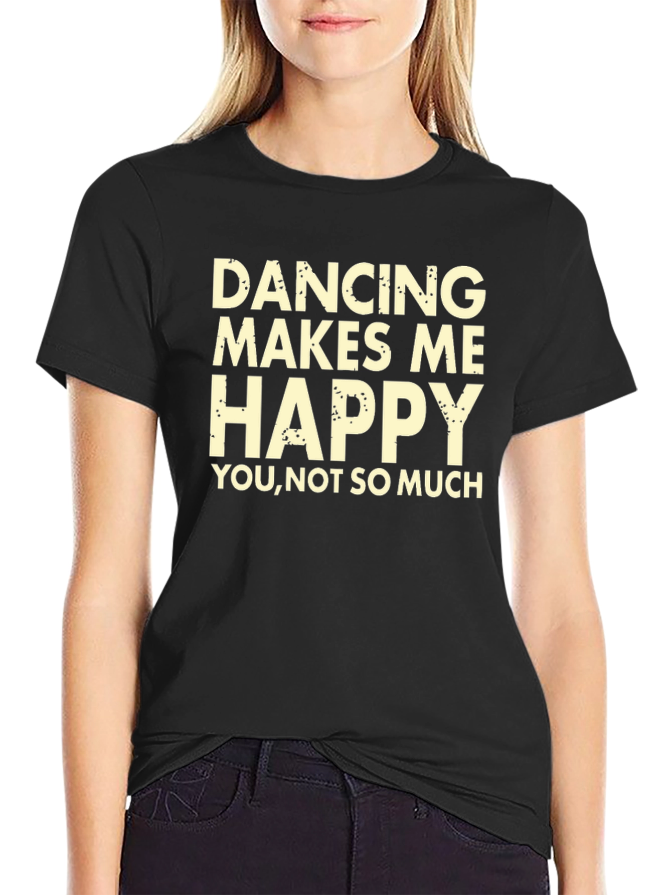 Black Dancing Makes Me Happy Funny T-Shirt view 2