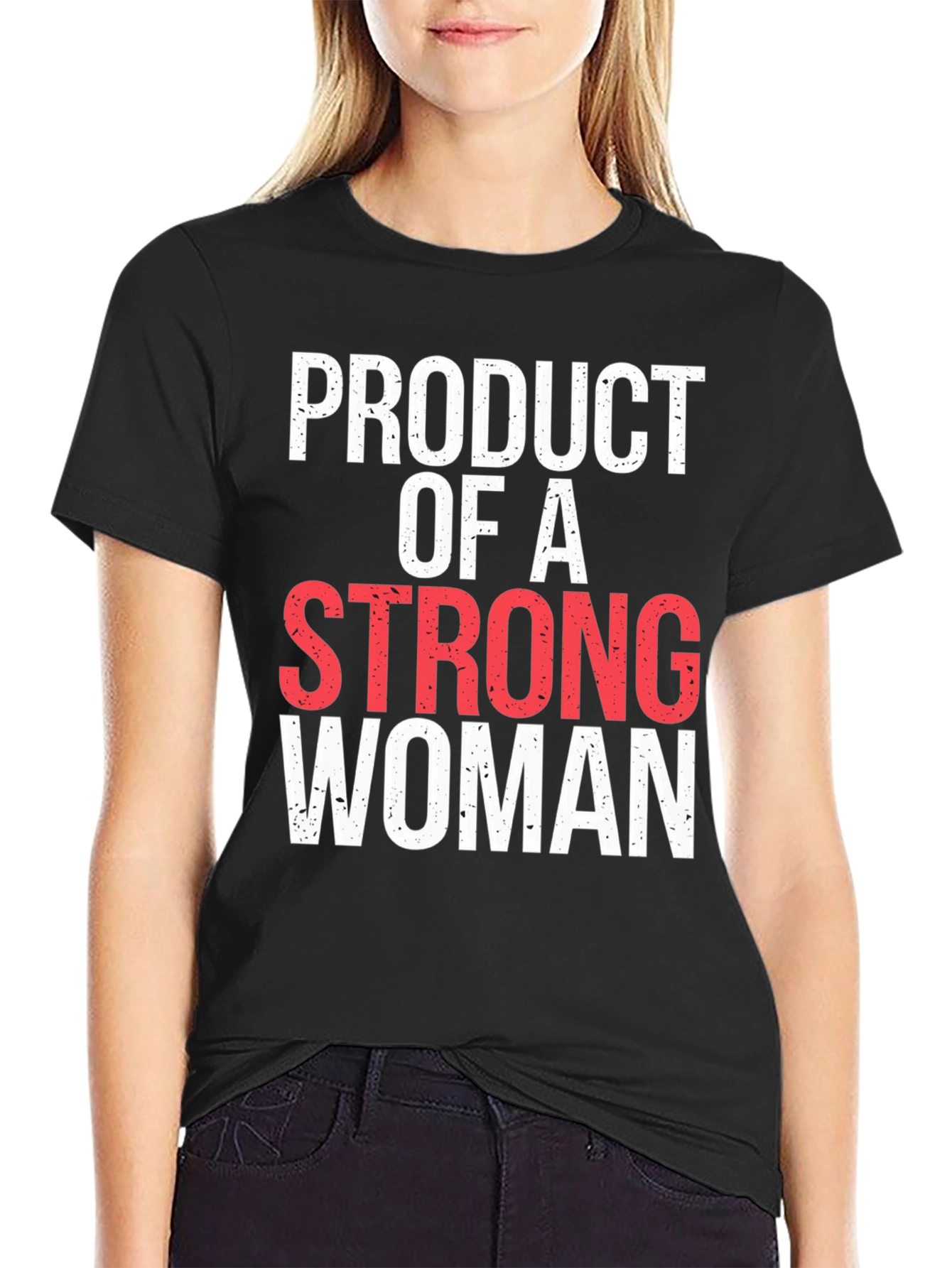 Black Product of A Strong Woman Graphic Tee view 2