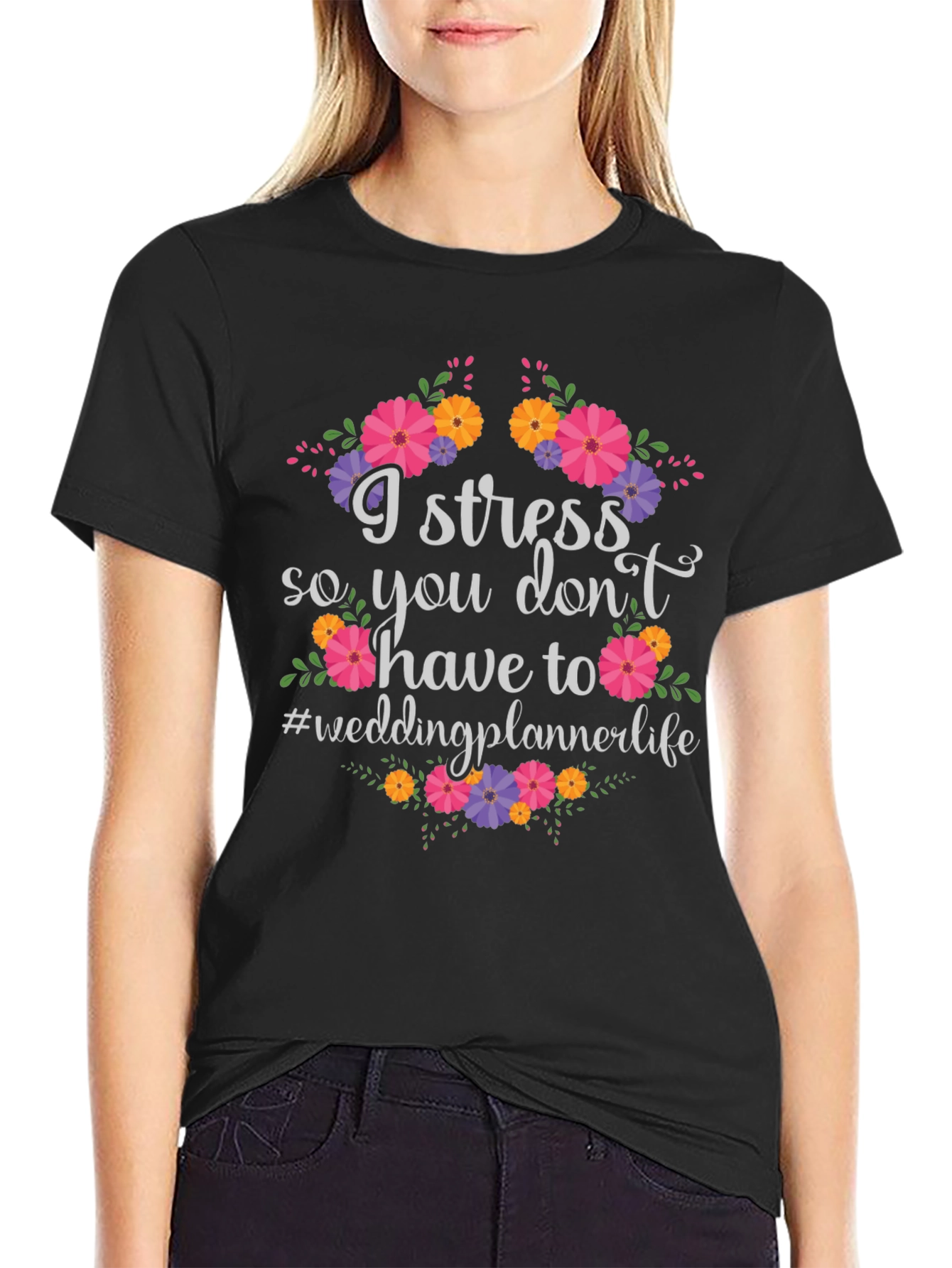 Black I Stress Wedding Planner T-Shirt view 2