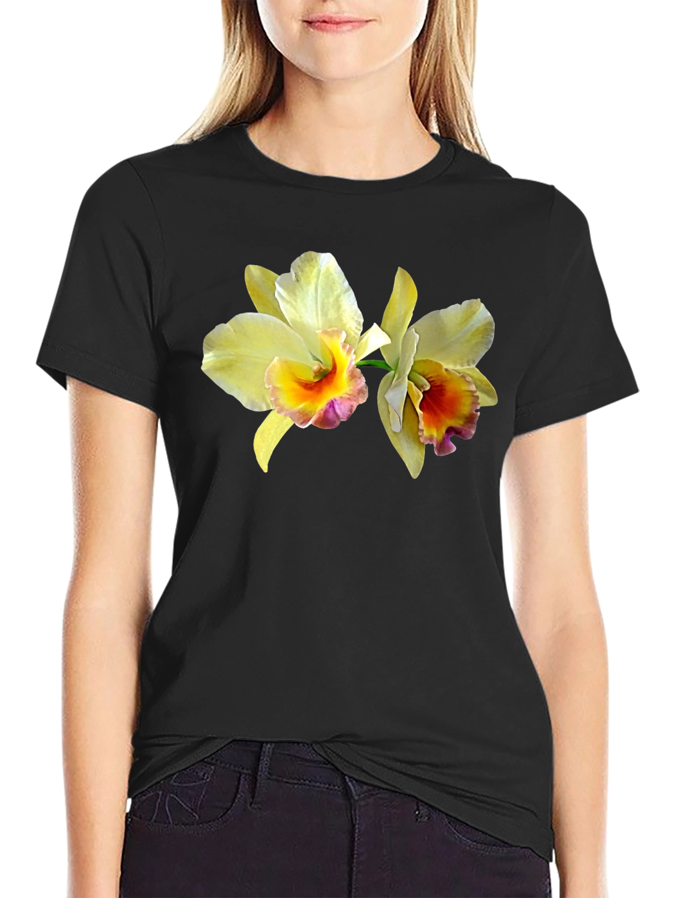 Floral Print T-Shirt: Stylish Orchid Design - 2
