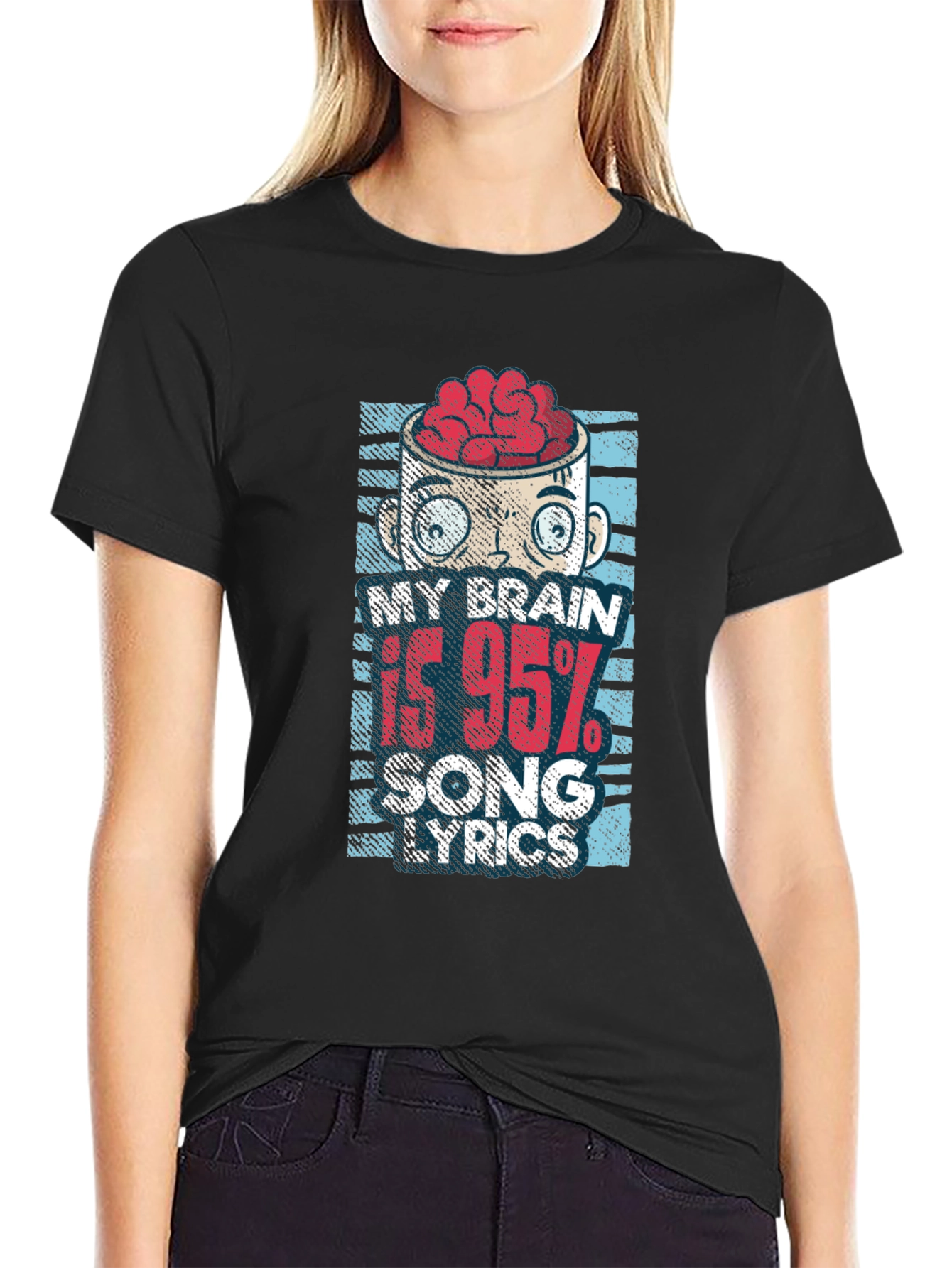 Black My Brain is 95% Song Lyrics T-Shirt view 2