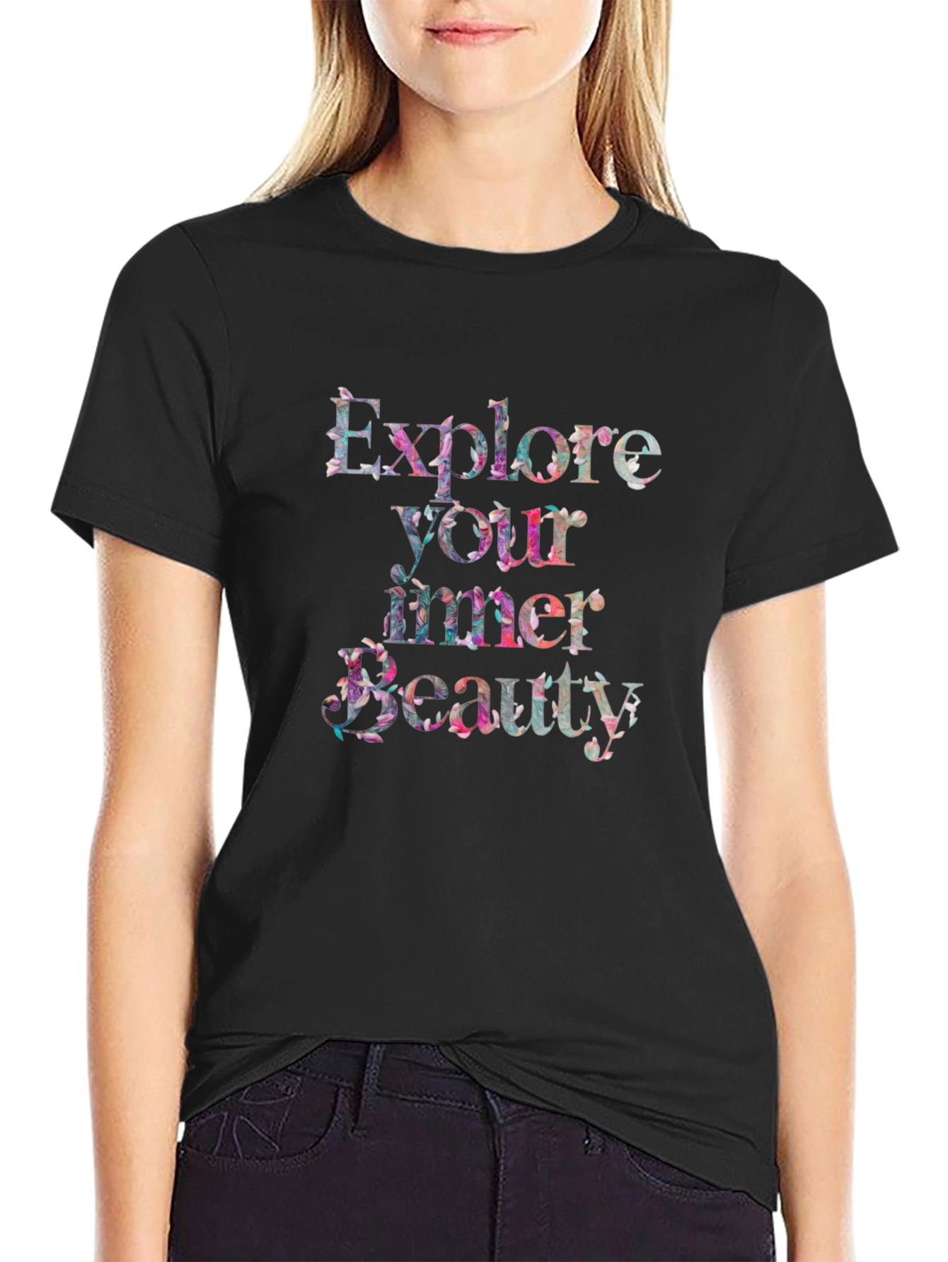 Black Explore Your Inner Beauty Graphic T-Shirt - Black view 2