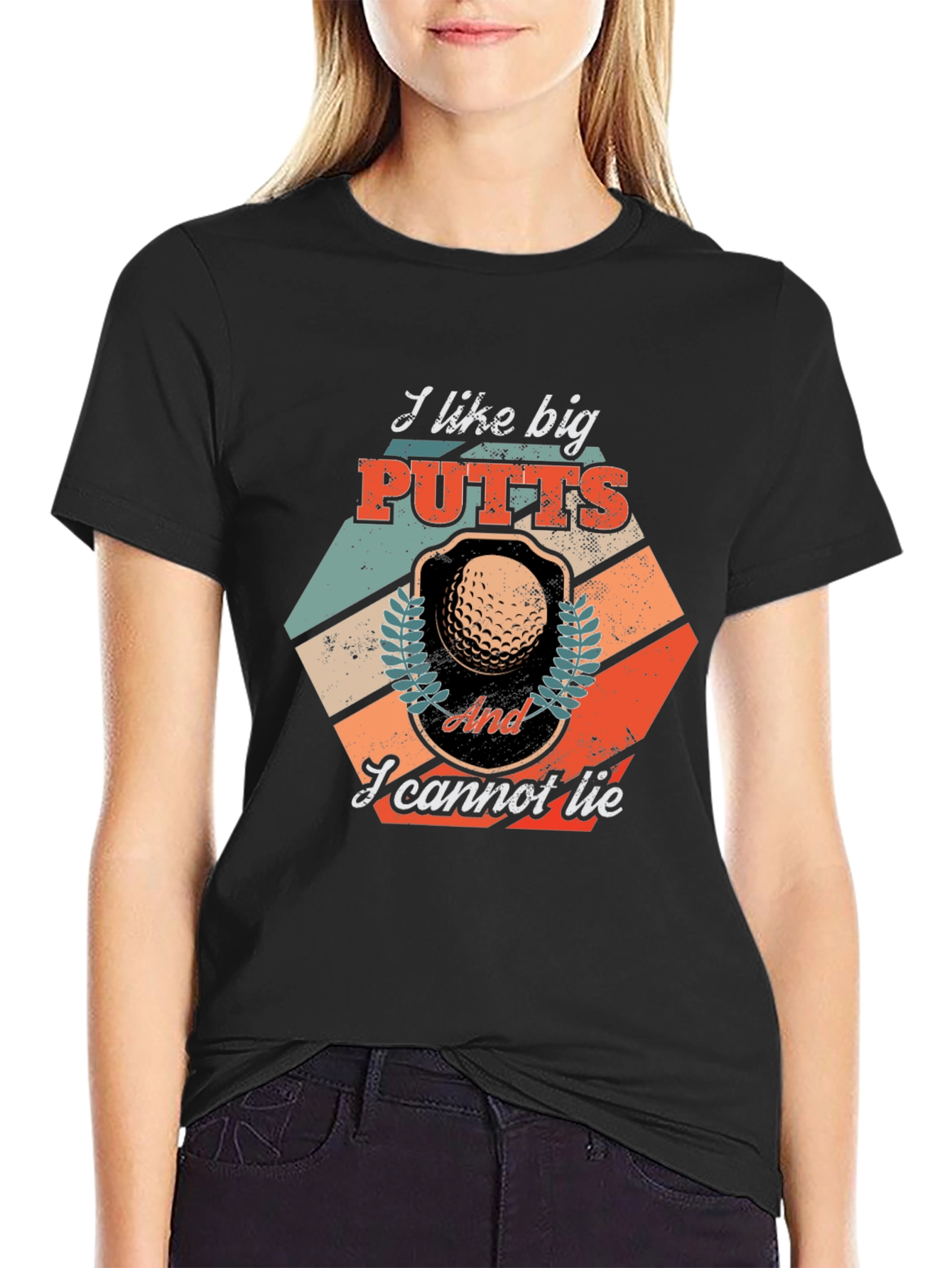 Black I Like Big Putts T-Shirt - Golf Lover Tee view 2
