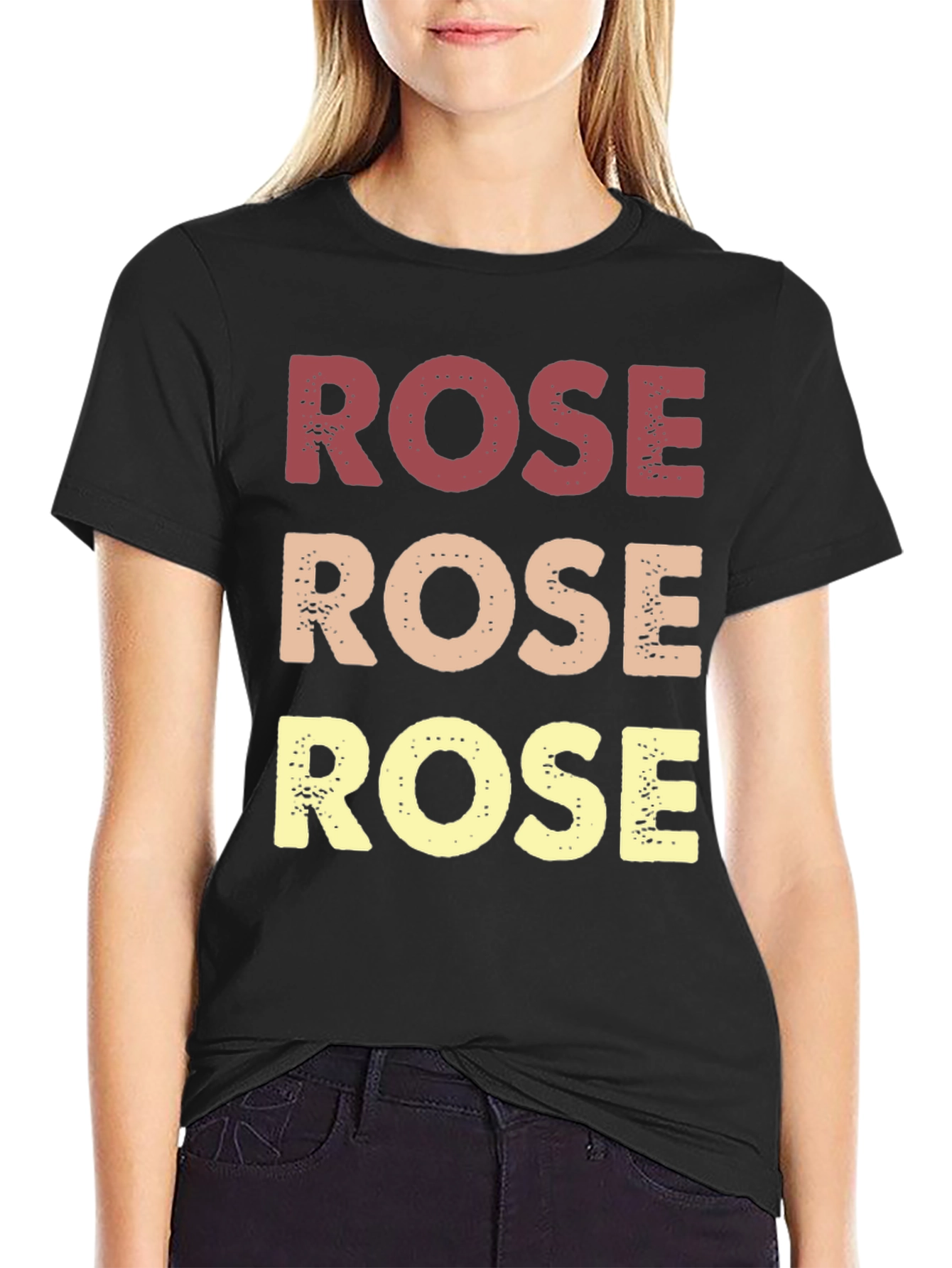 Black Retro "Rose" Graphic T-Shirt - Black view 2